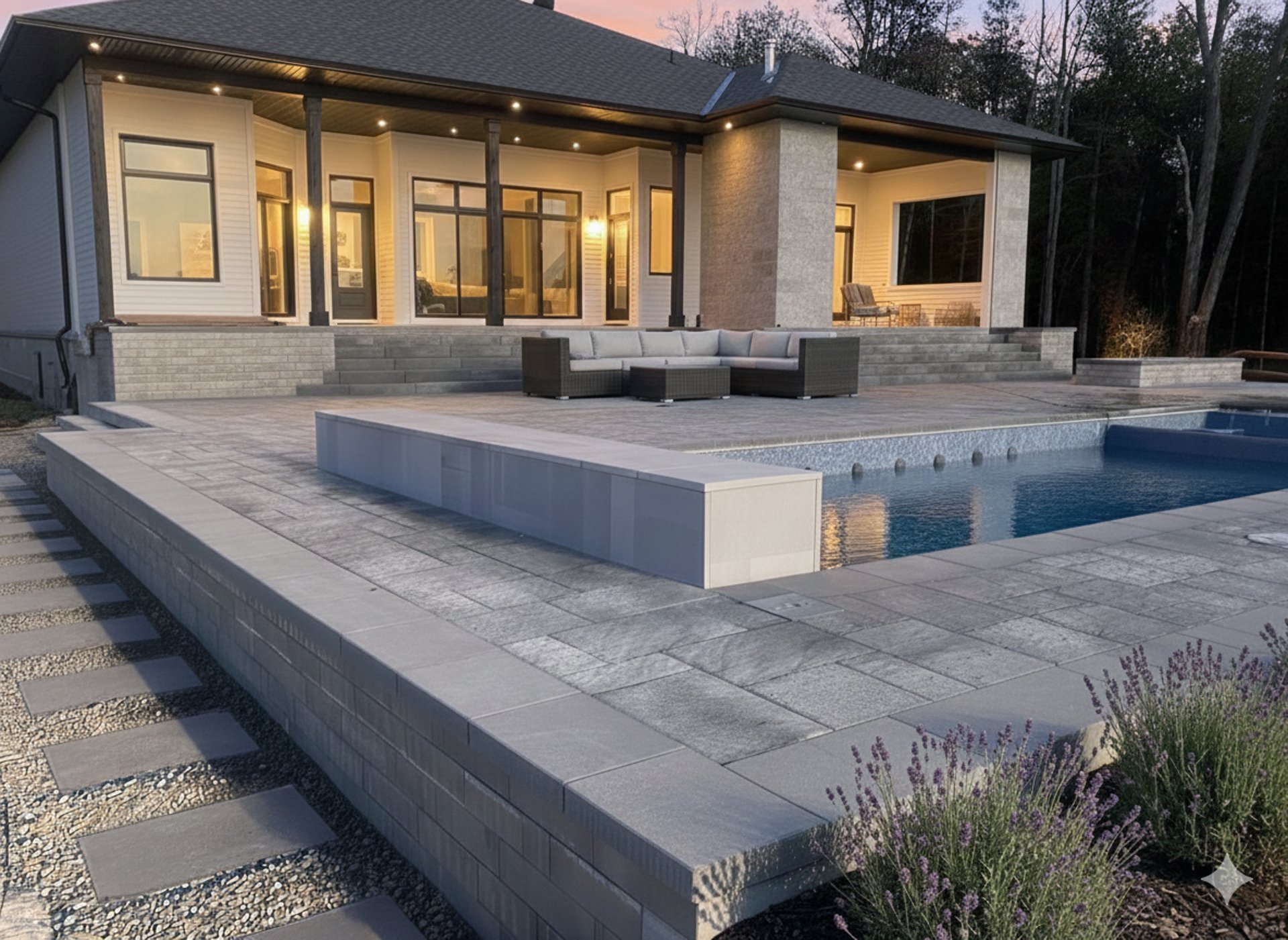 a large white vase sitting on top of a cement step