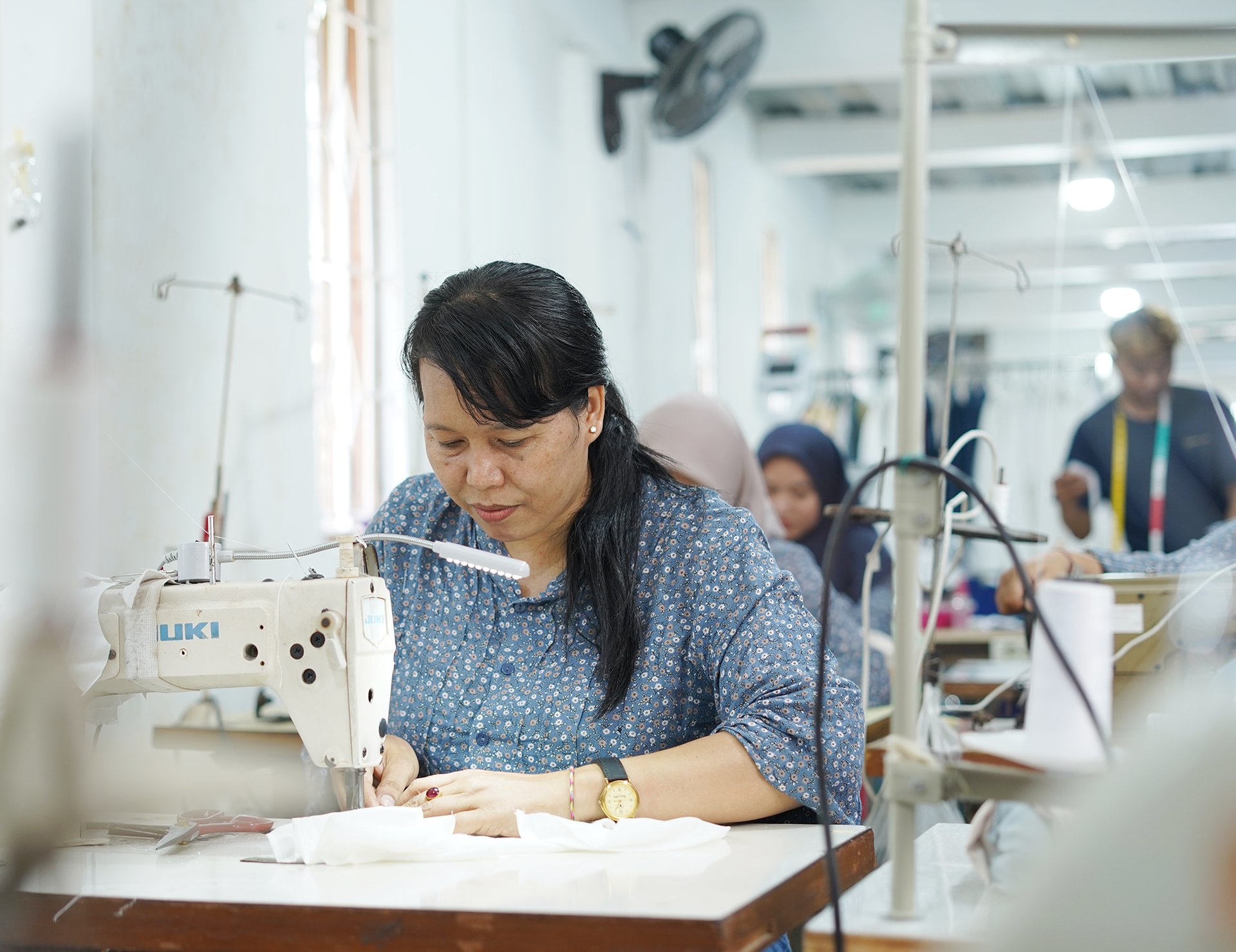 blue and white buttons with blue and red buttons