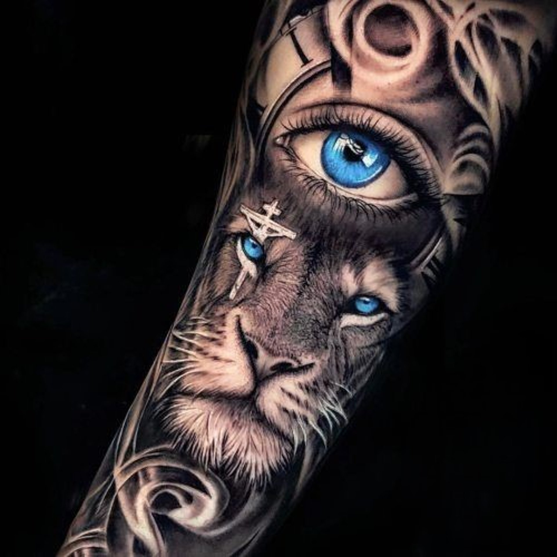 A close-up of a detailed tattoo being inked at Tattoo Baba, showcasing the artist's precision and skill