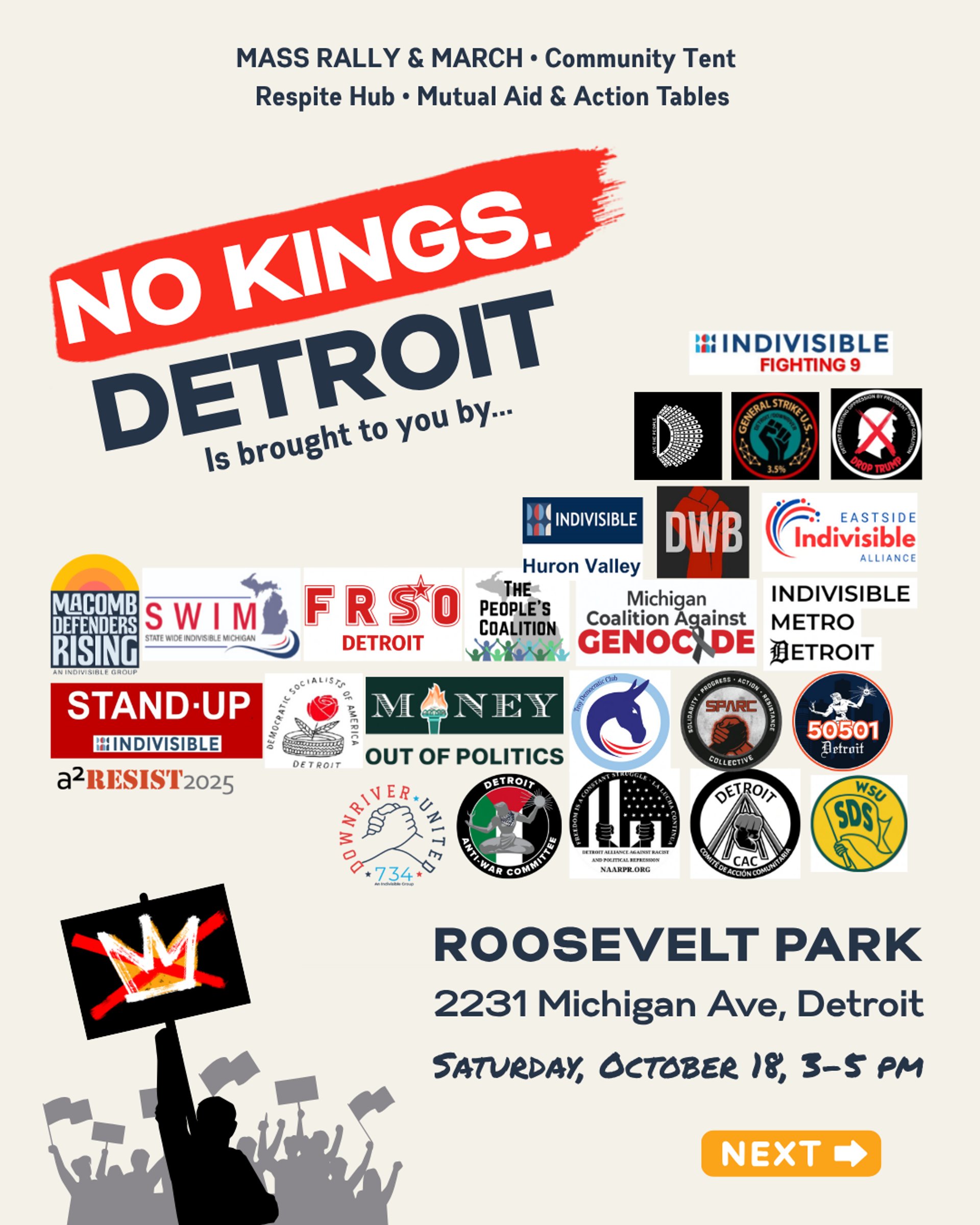 No Kings Rally October 18 2025 Detroit