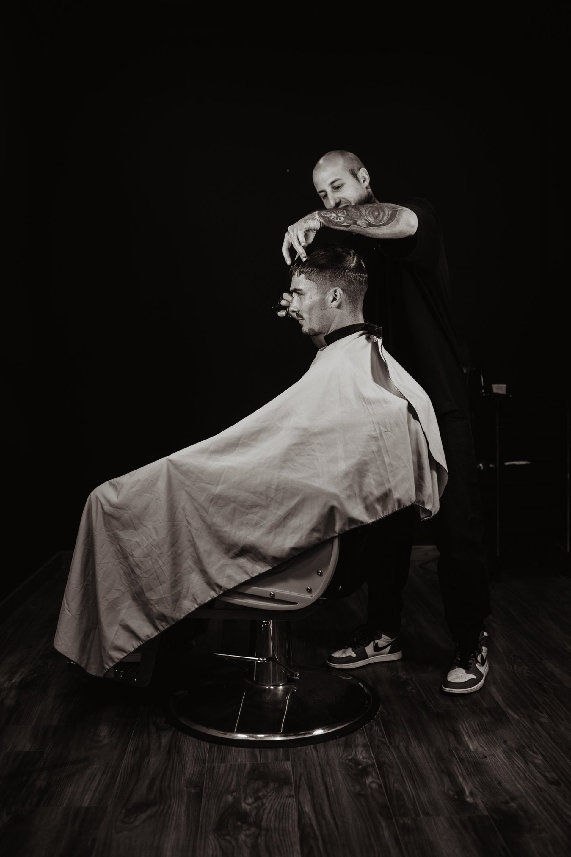 an abstract photo of a curved building with a blue sky in the background
