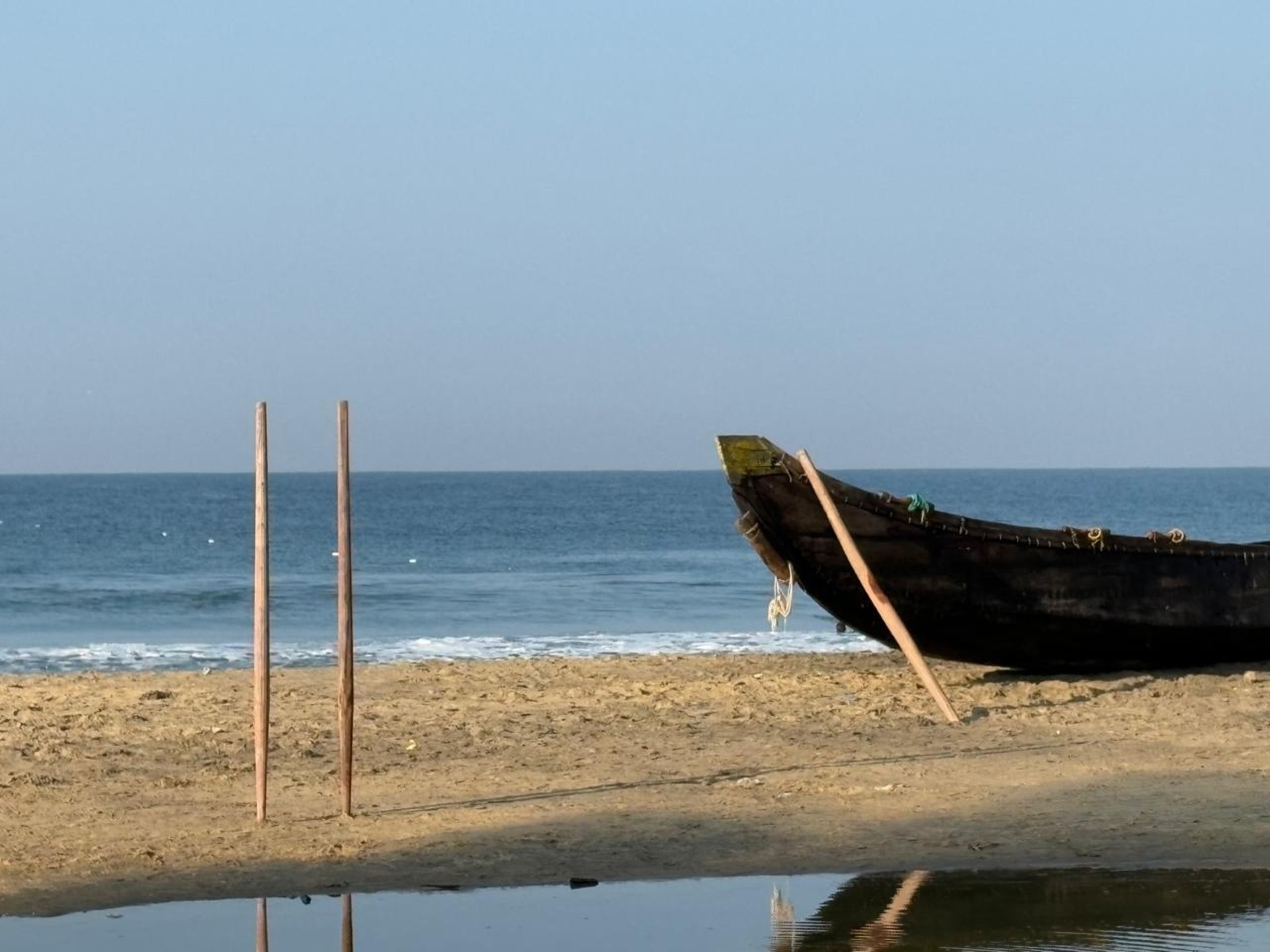 woman holding camera while walking on seashore