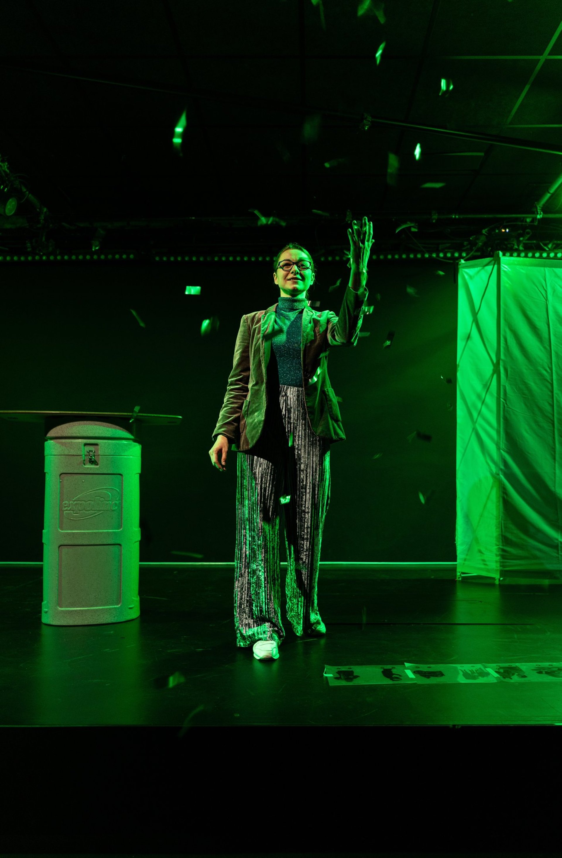 an abstract photo of a curved building with a blue sky in the background
