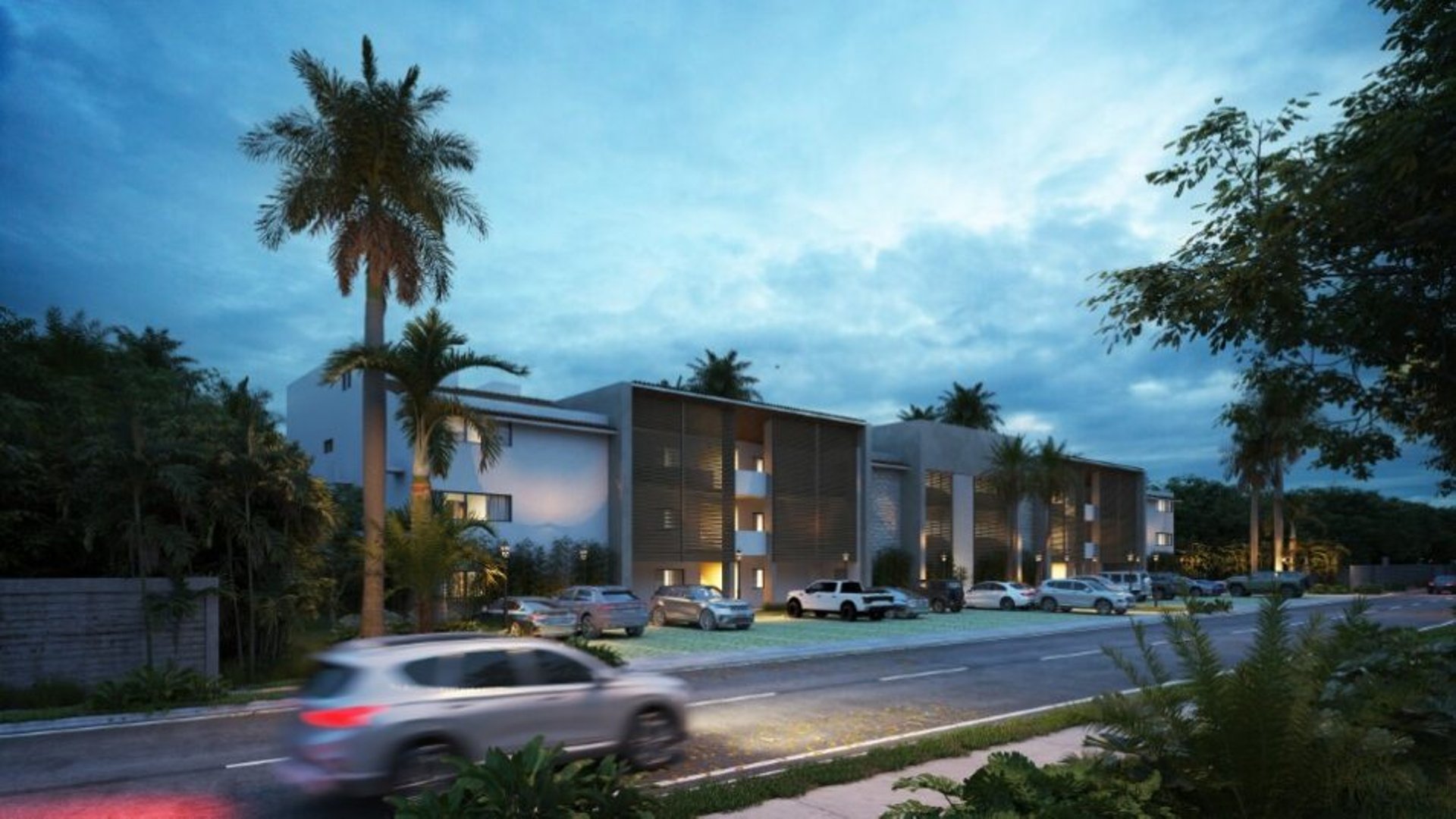 an abstract photo of a curved building with a blue sky in the background