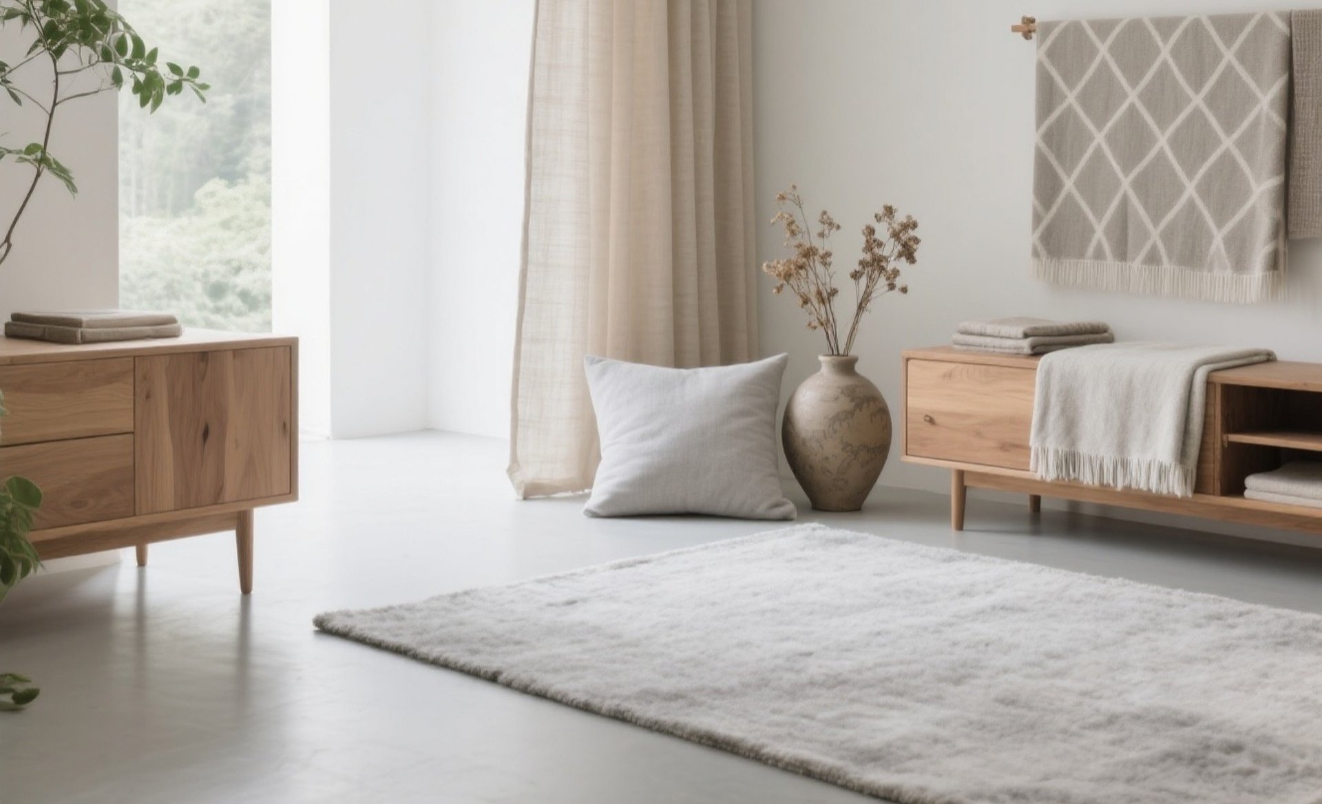 a living room with a couch, chair and table