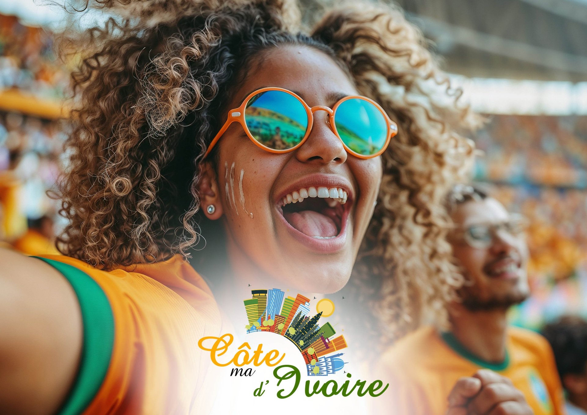 an abstract photo of a curved building with a blue sky in the background