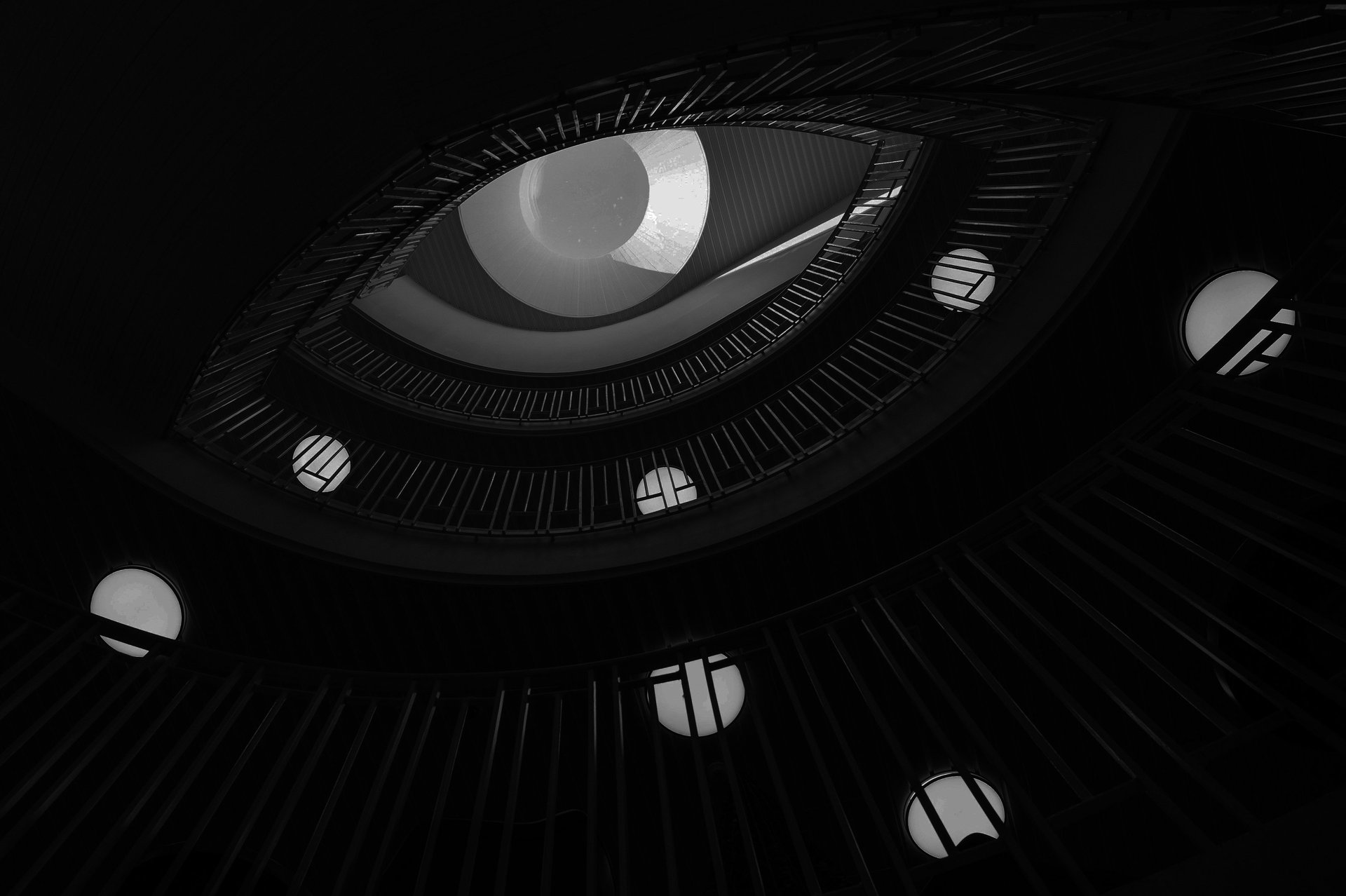 low-angle photography of building interior