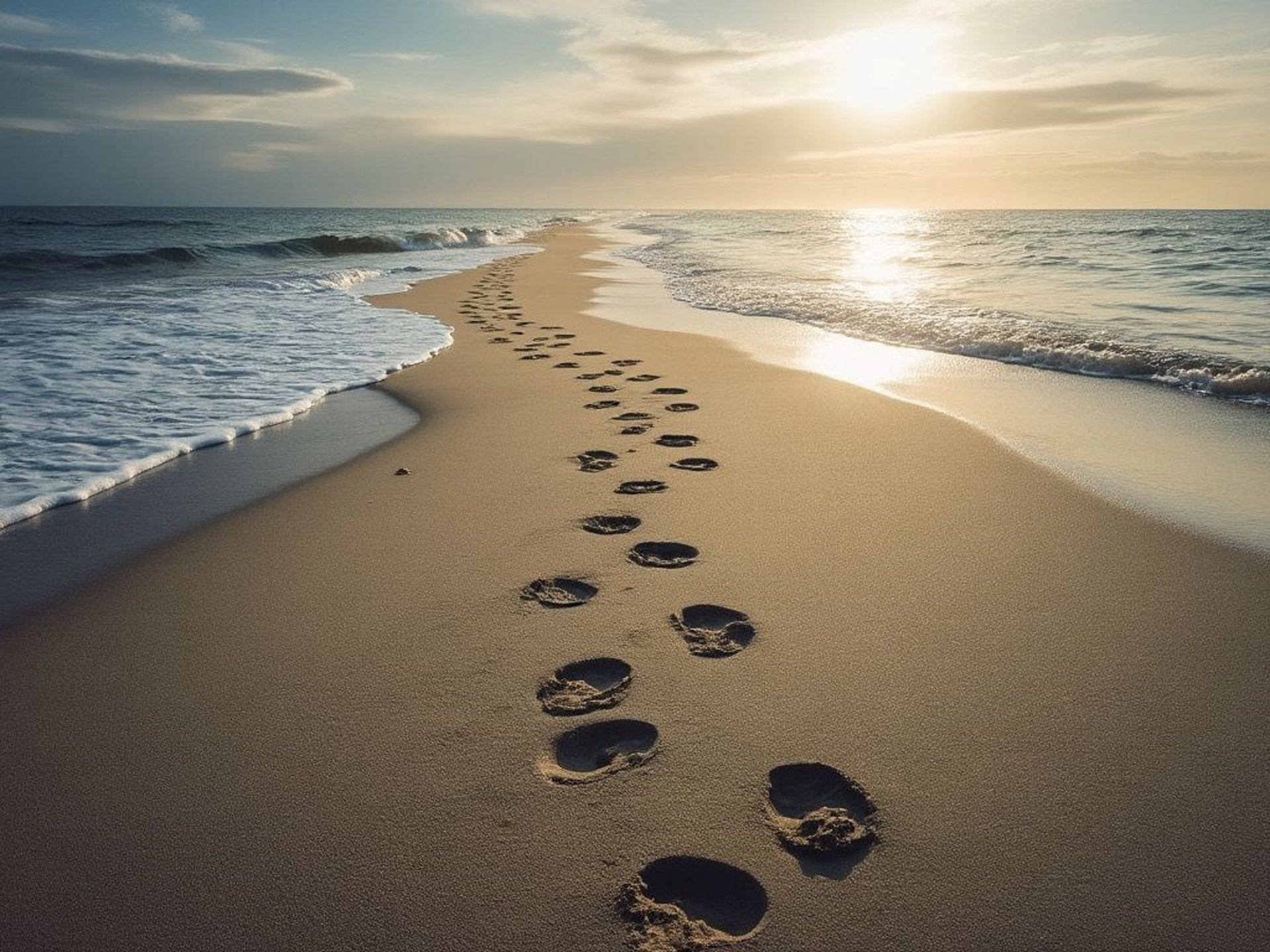 footprints on brown sand