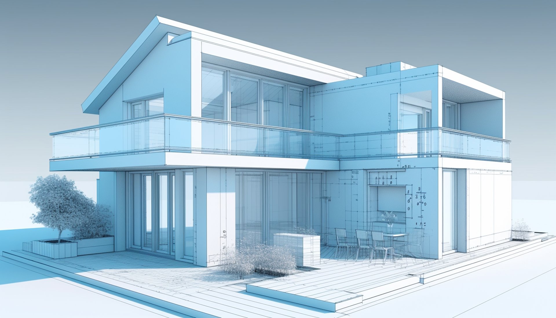 A plan of a building with two floors and a second floor