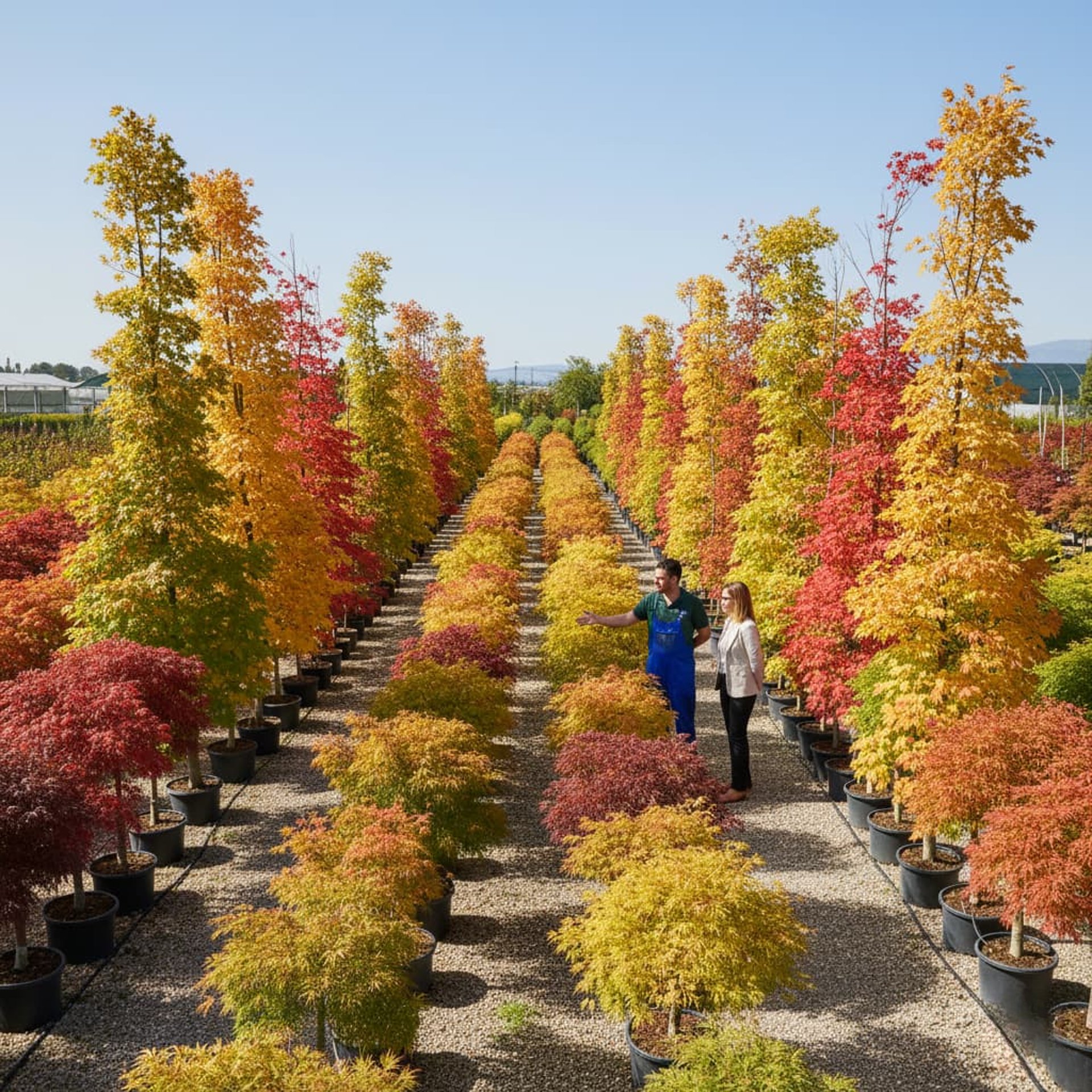 Arboles en vivero finalizando el otoño