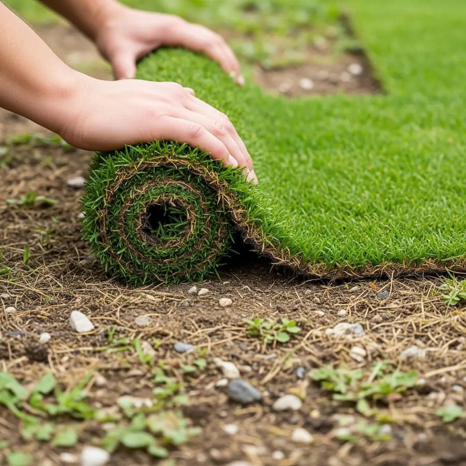 Instalación de tepe sin preparación del terreno