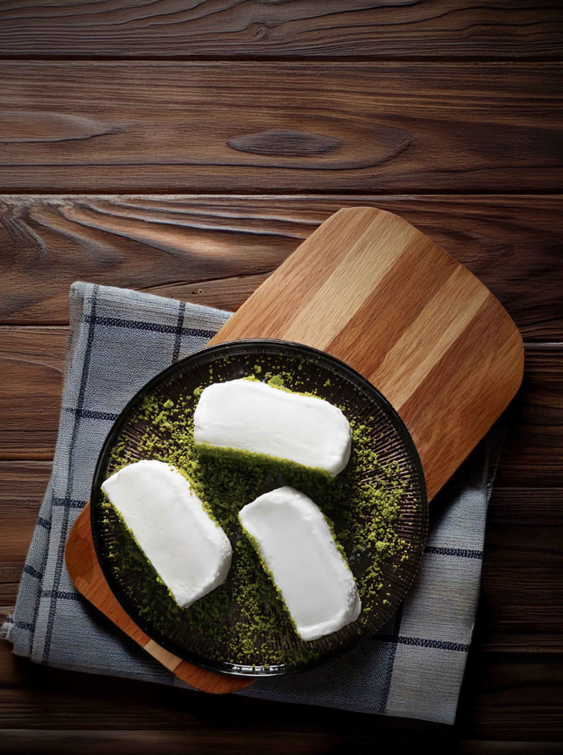 brown ice cream on brown cone with tissue