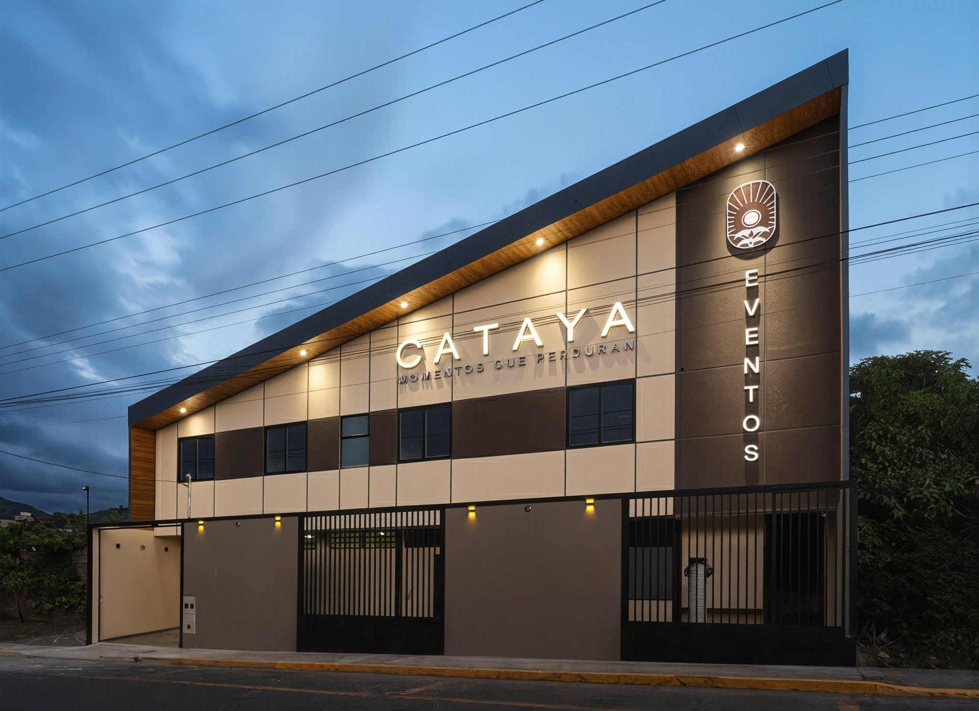 an abstract photo of a curved building with a blue sky in the background
