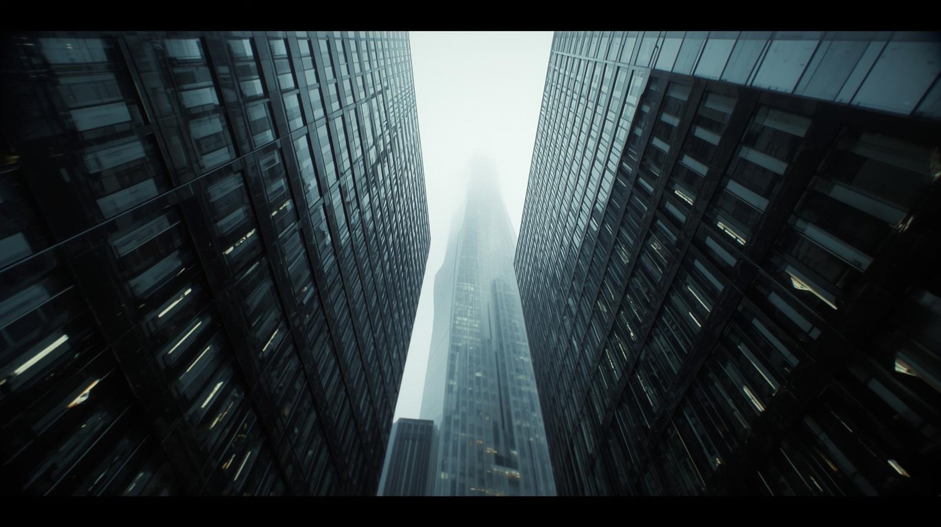 an abstract photo of a curved building with a blue sky in the background