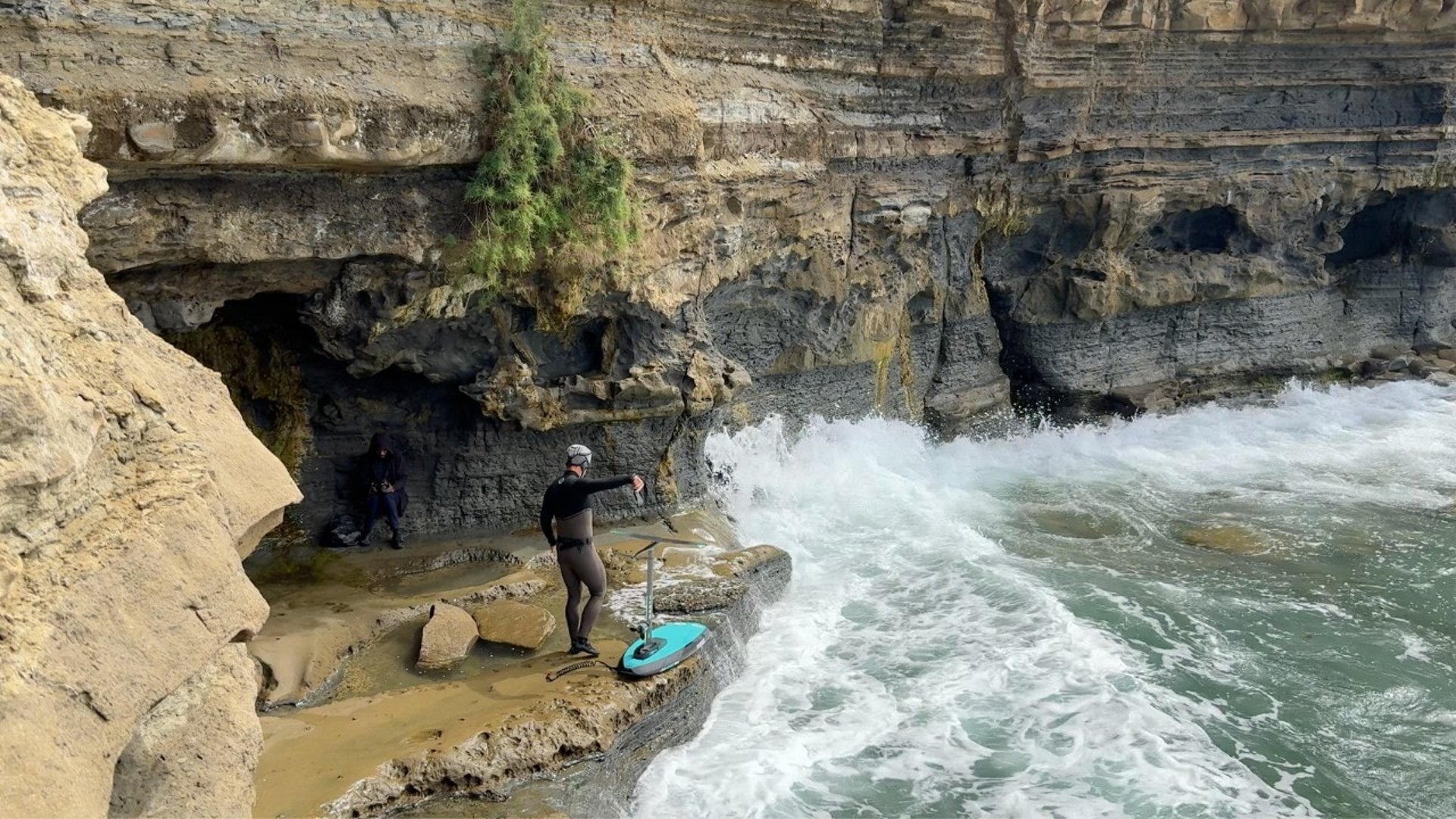 an abstract photo of a curved building with a blue sky in the background