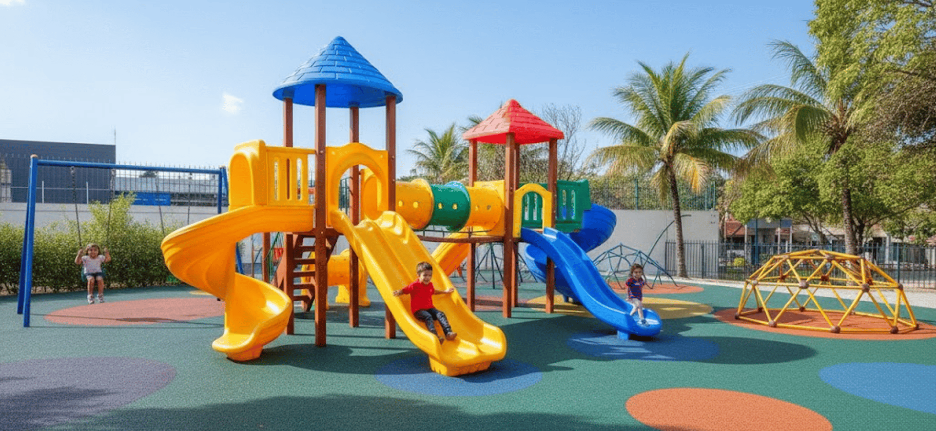 an abstract photo of a curved building with a blue sky in the background
