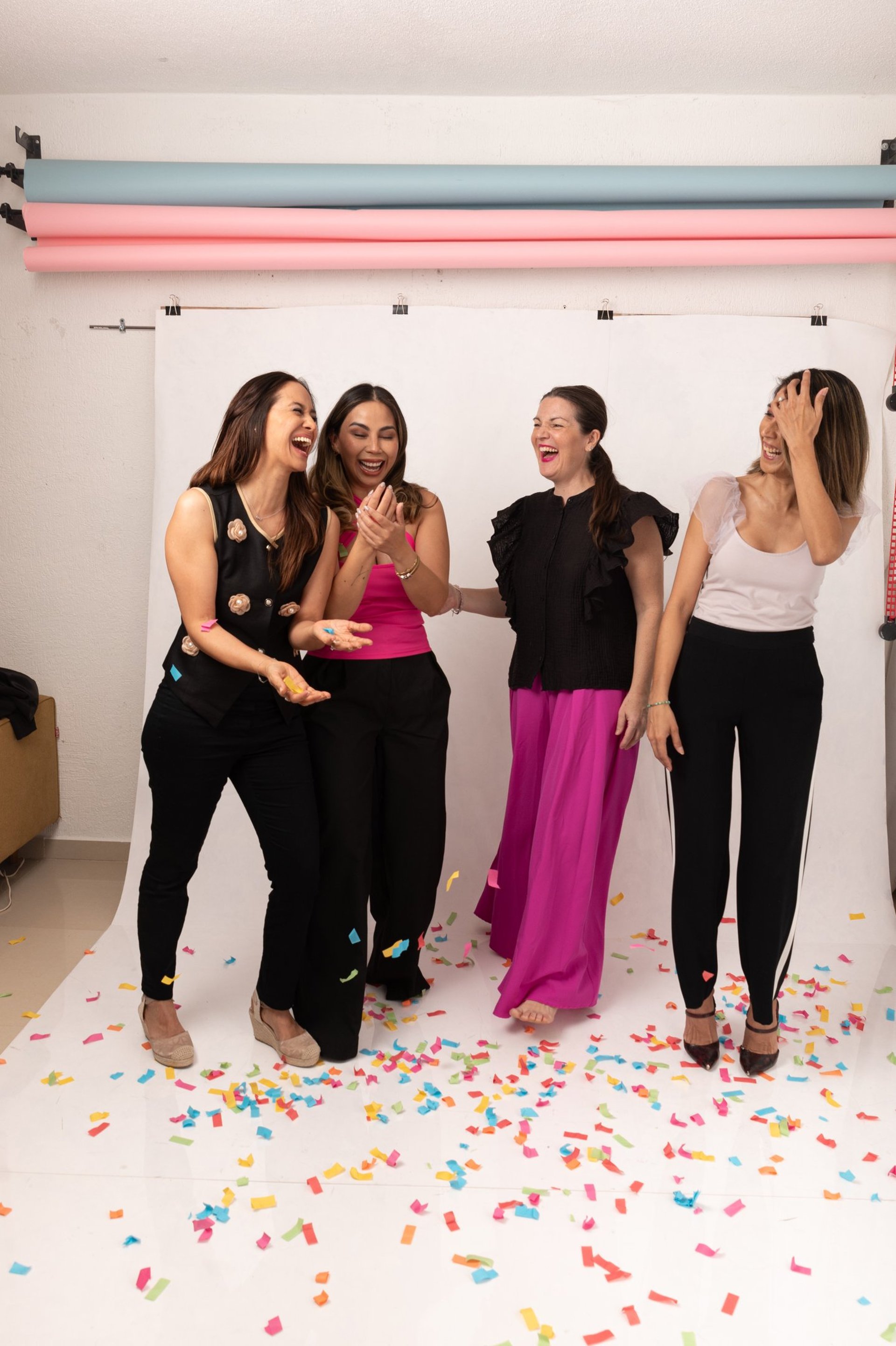 an abstract photo of a curved building with a blue sky in the background