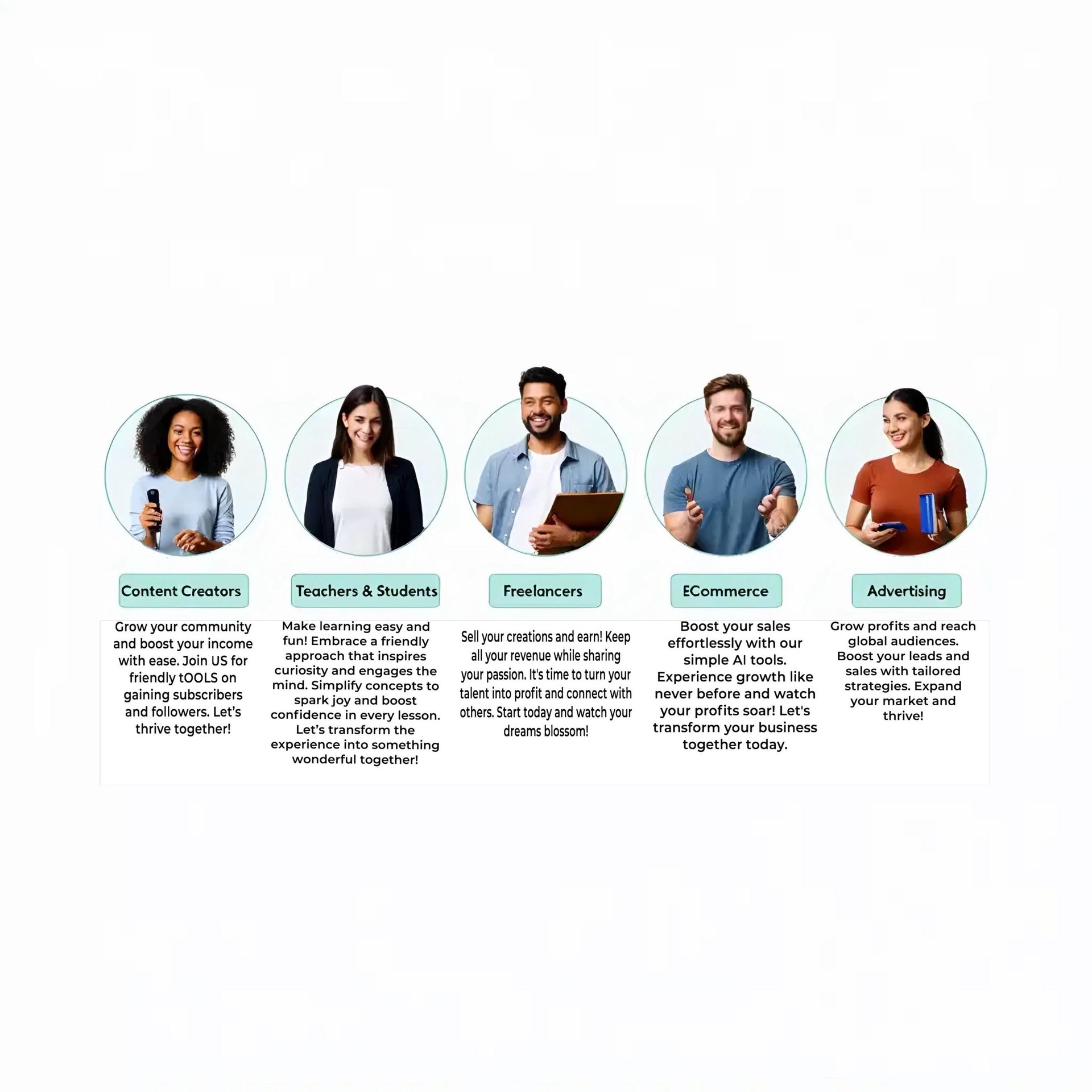 Auditory of creators, teachers, students, freelancers, e-commerce and advertising
