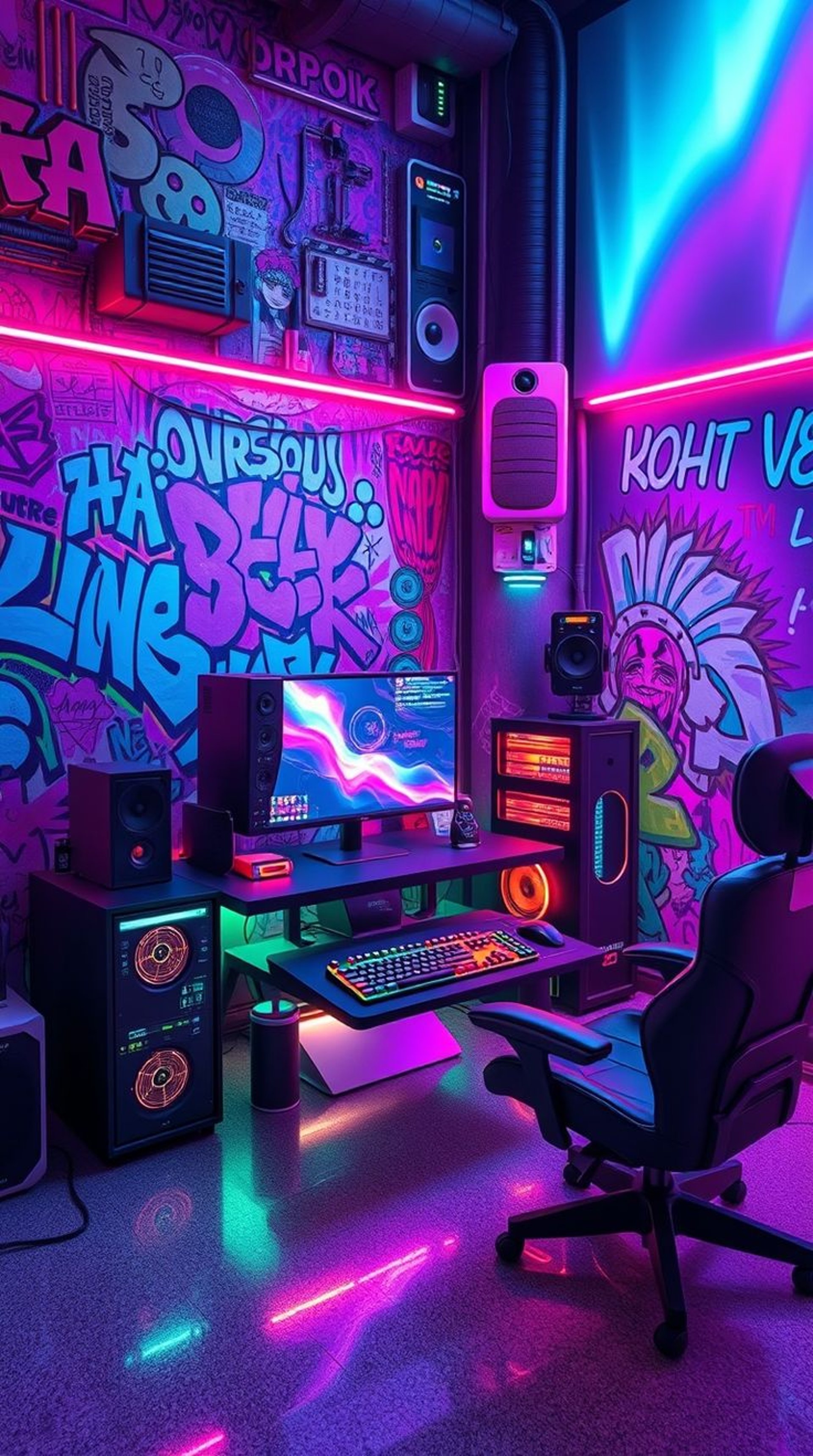 A camera and a monitor in a room