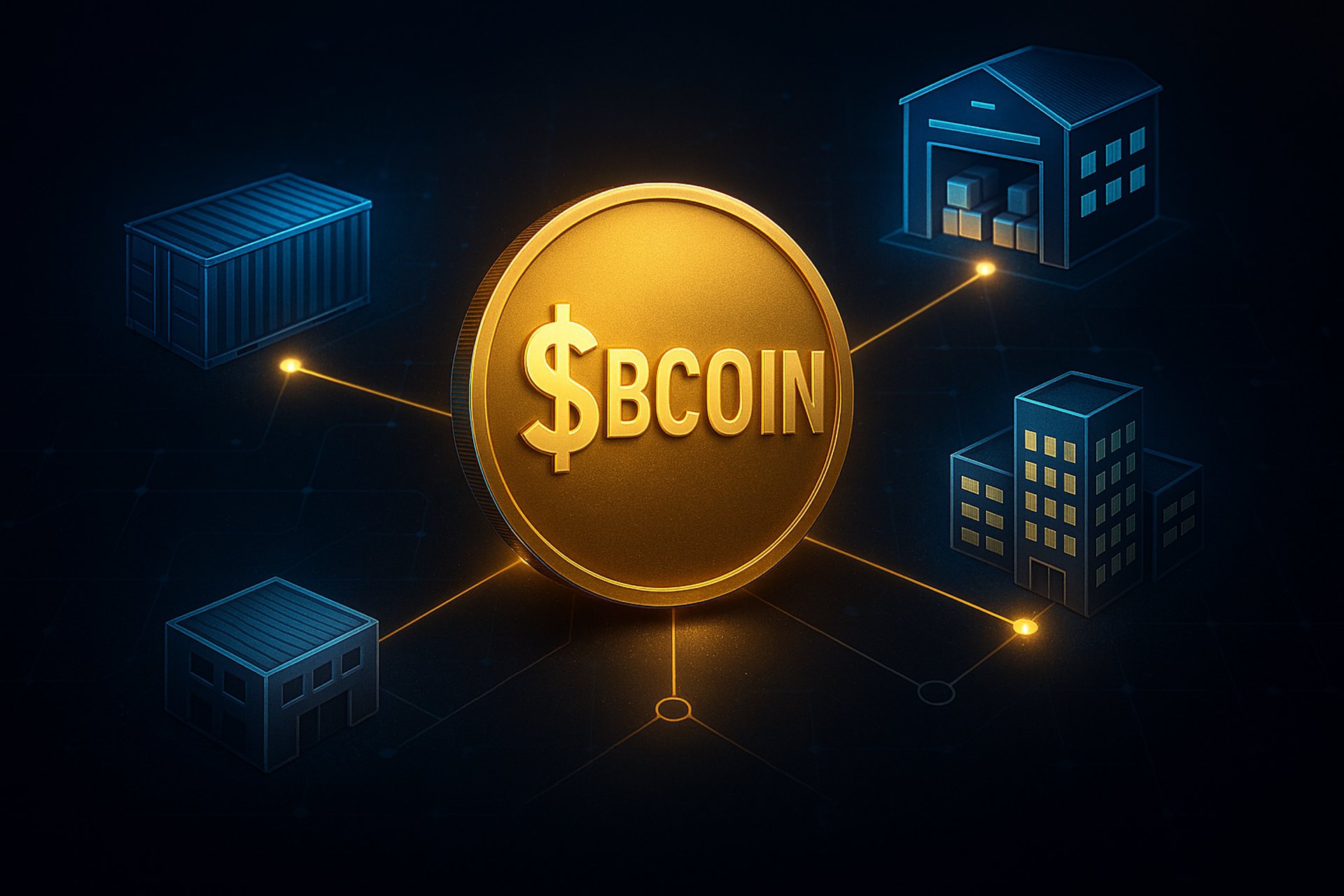 $BCOIN™ crypto wallet interface showing verified business transactions and staking rewards in a decentralized system