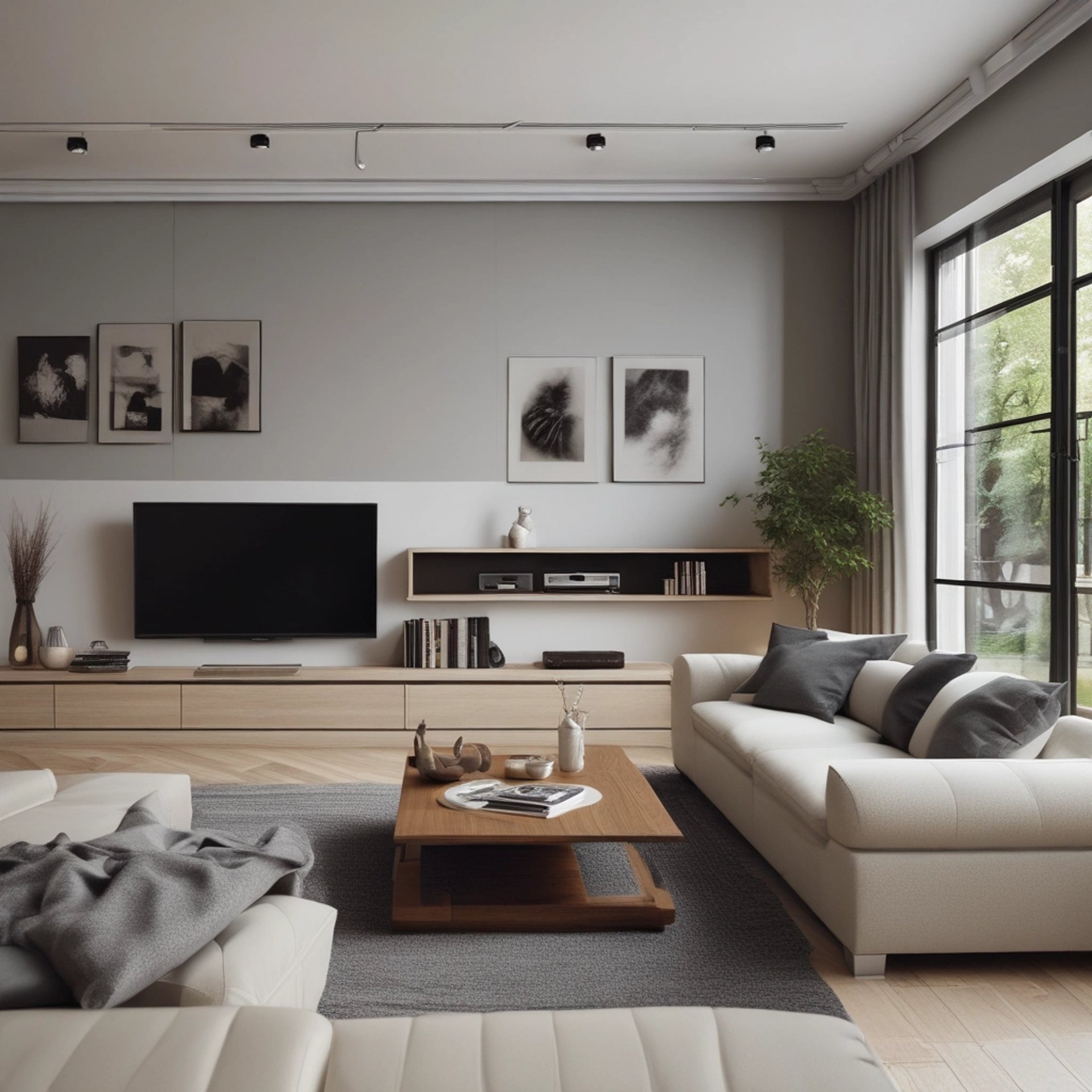 A living room filled with furniture and a flat screen TV
