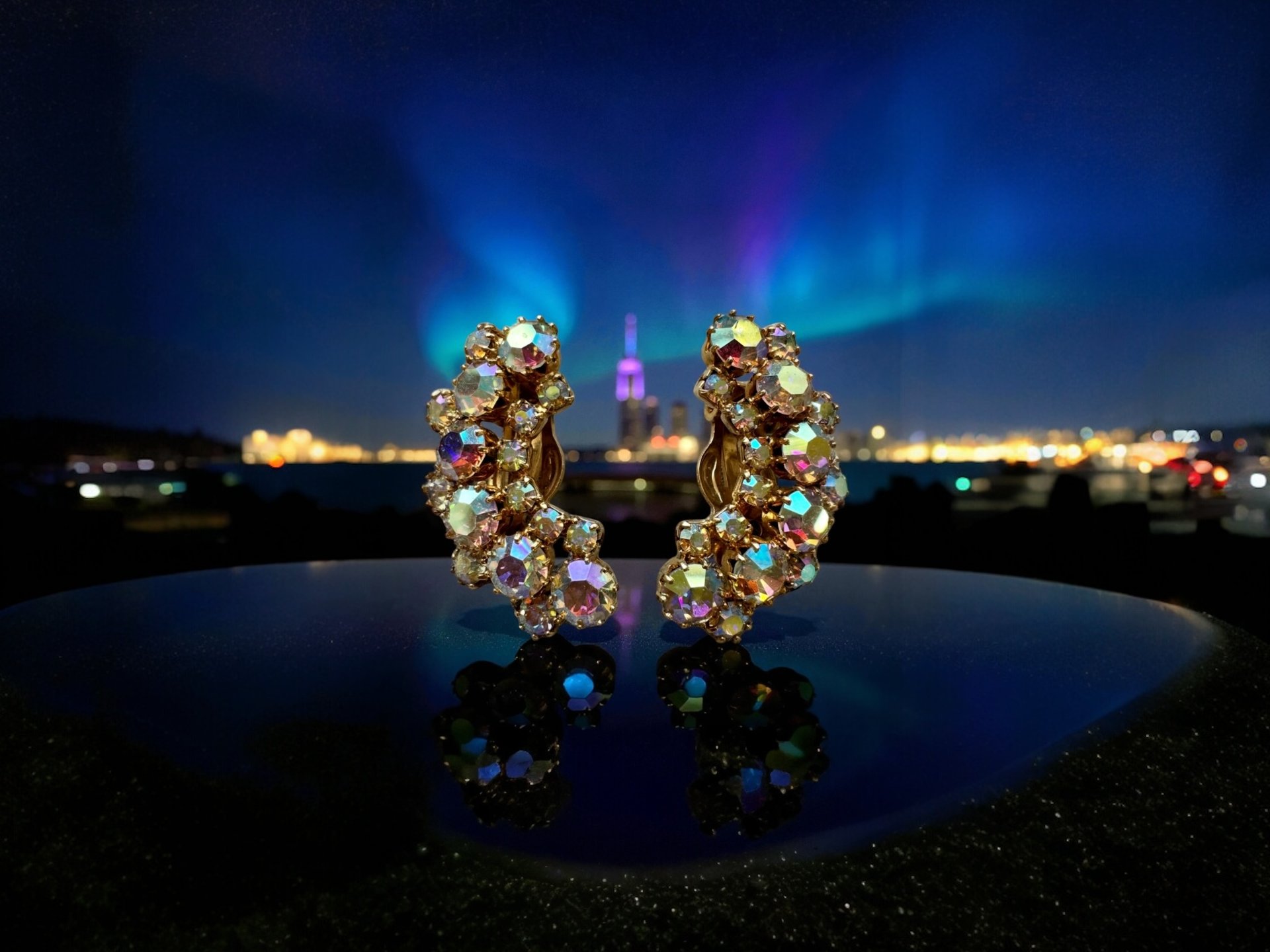an abstract photo of a curved building with a blue sky in the background