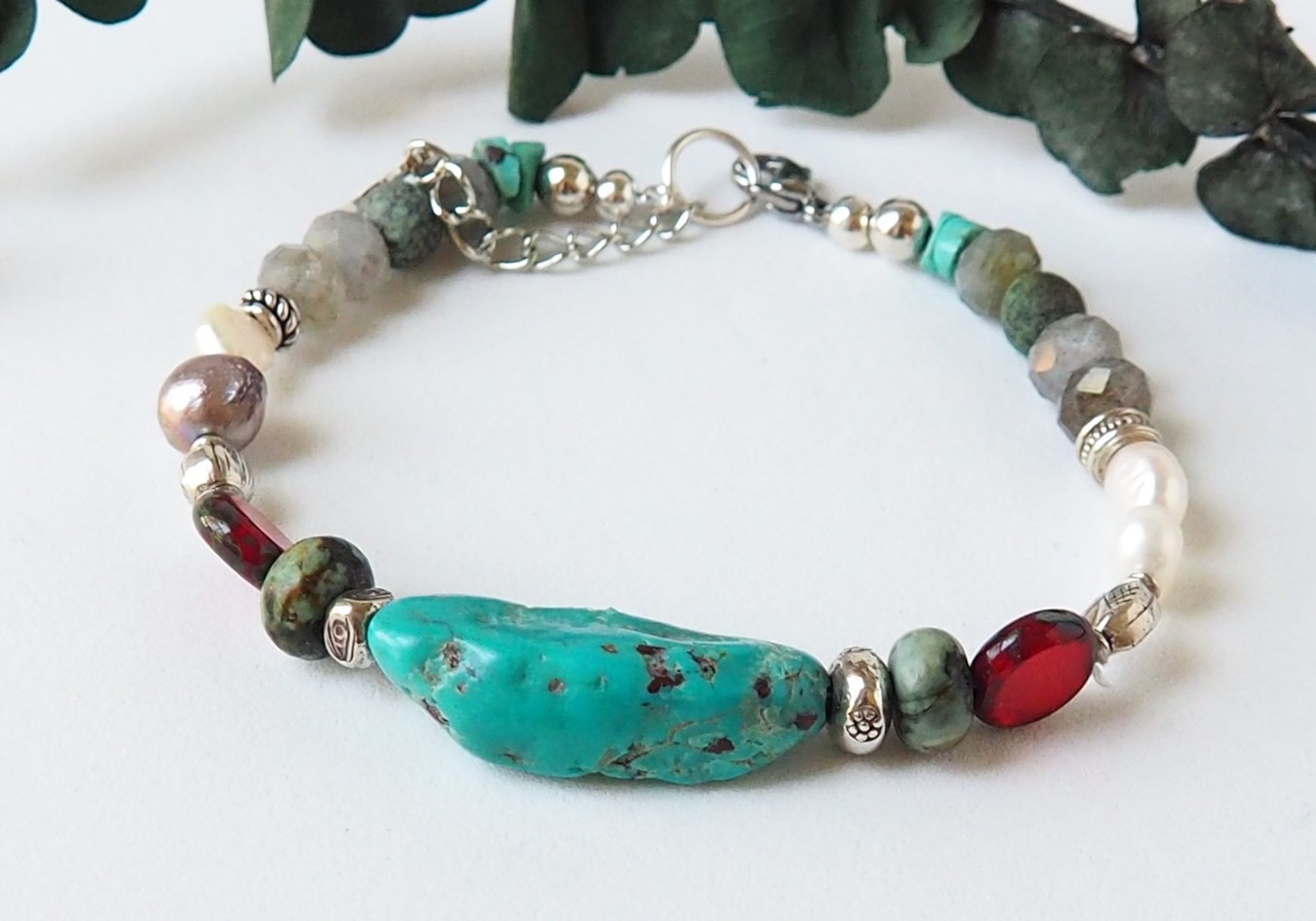 blue and silver beaded accessory