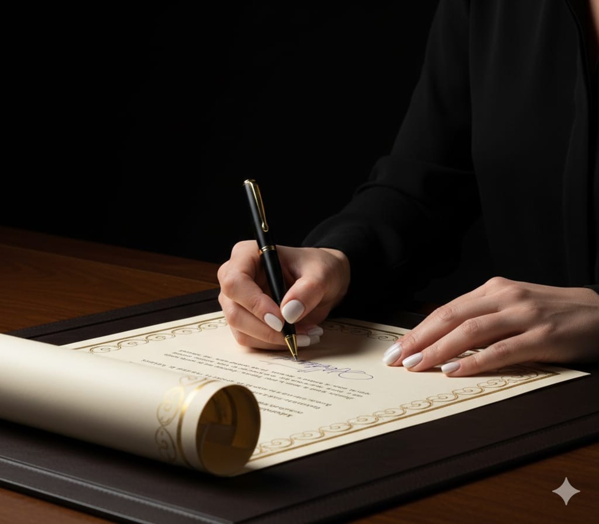 a woman writing on a piece of paper