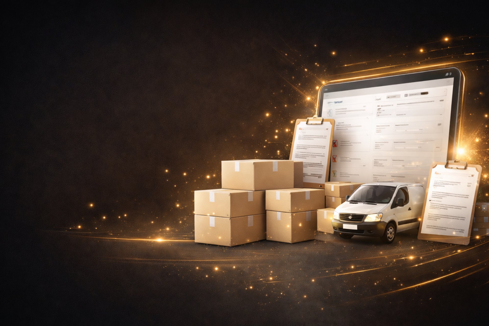 Golden light streaks against a black background.