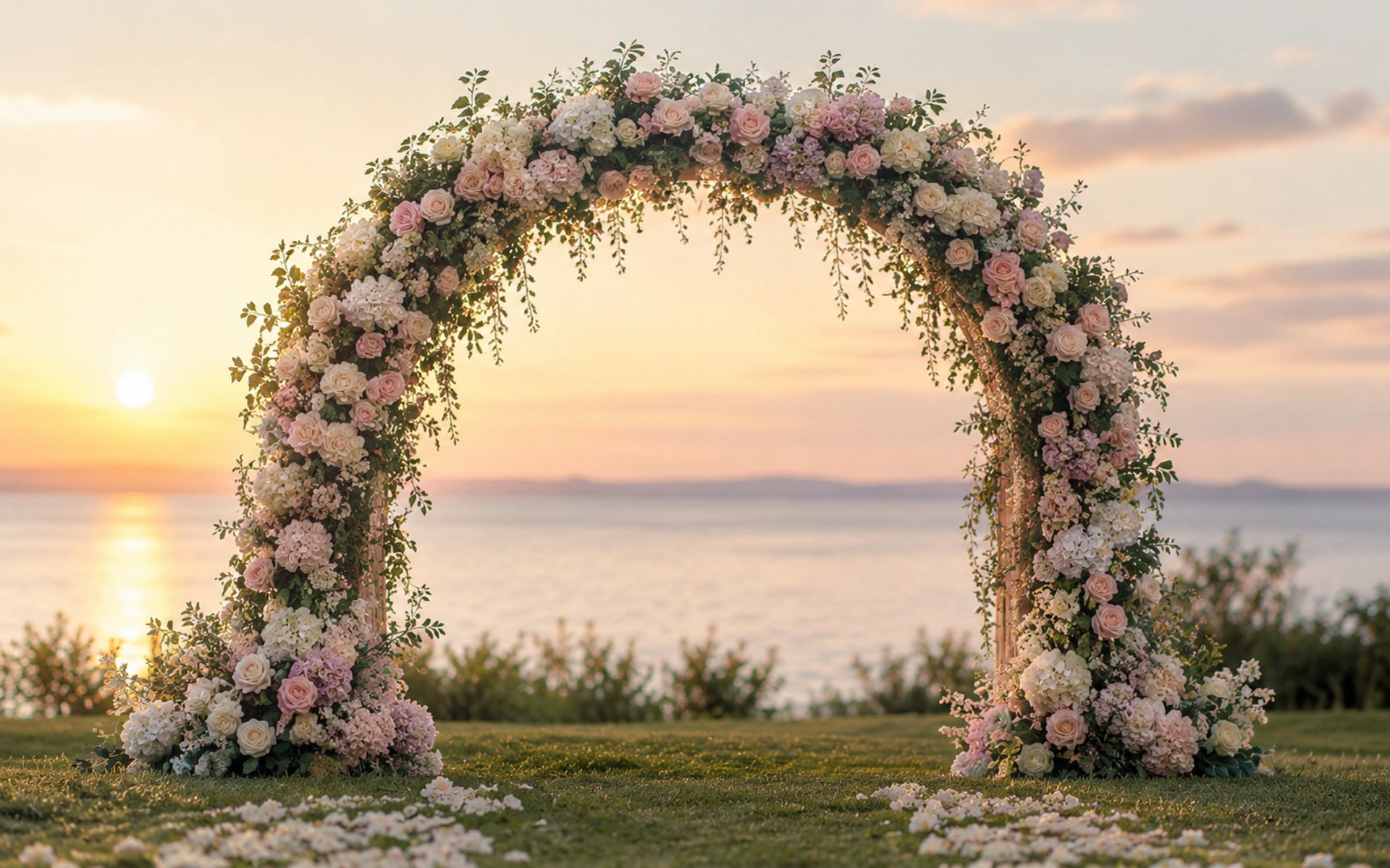 a bride and groom standing on a beach holding hands