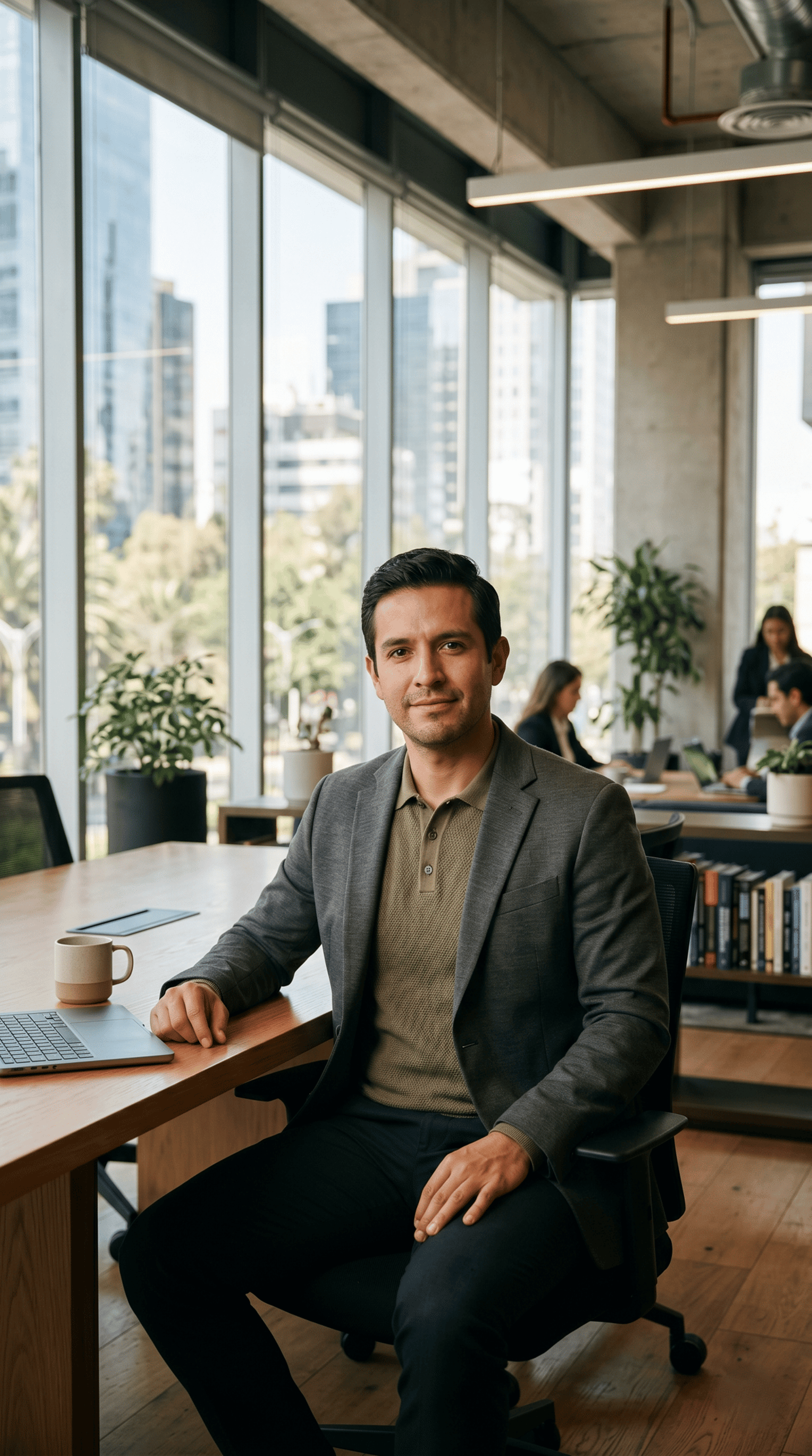 an abstract photo of a curved building with a blue sky in the background