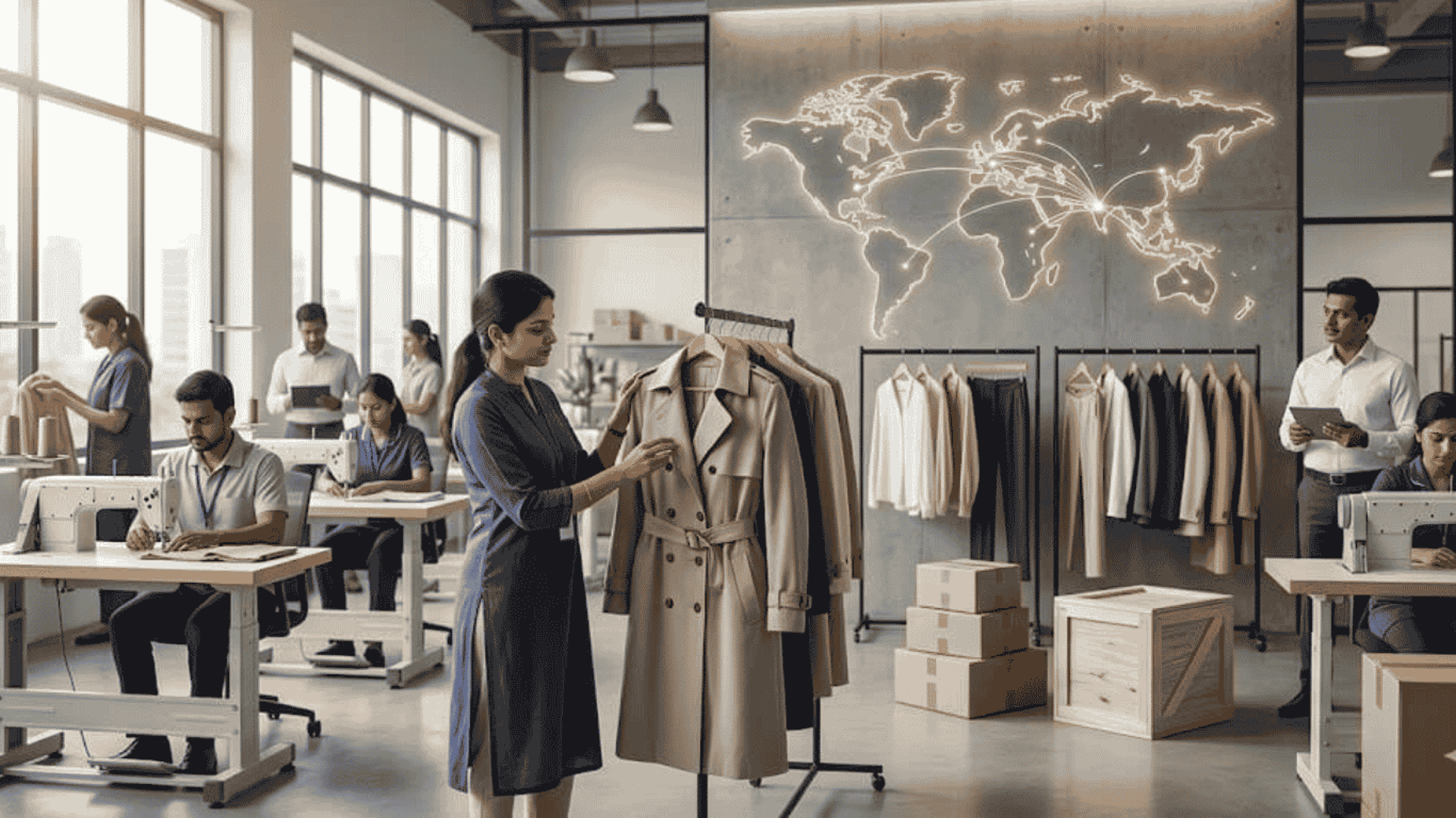 Ashanari garment manufacturing and export facility in India showcasing skilled apparel production, quality control.