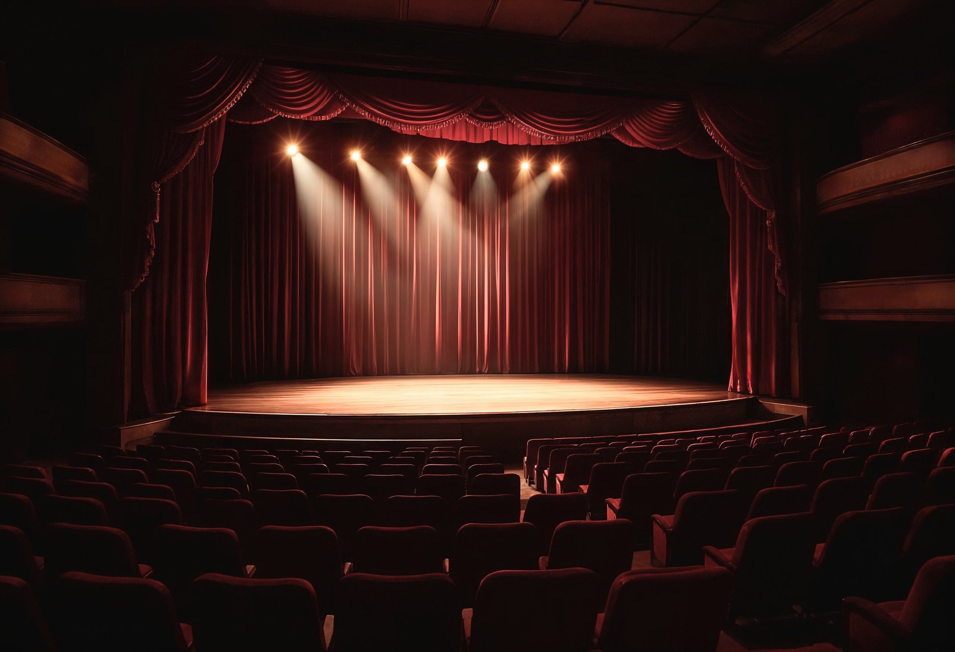 brown and red theater interior