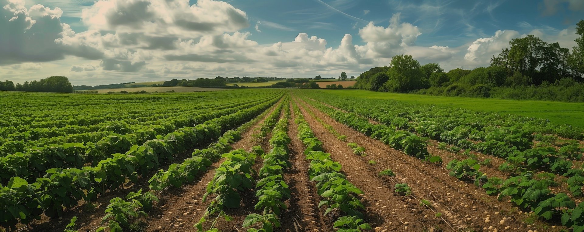 Potato crop in the field on an English farm