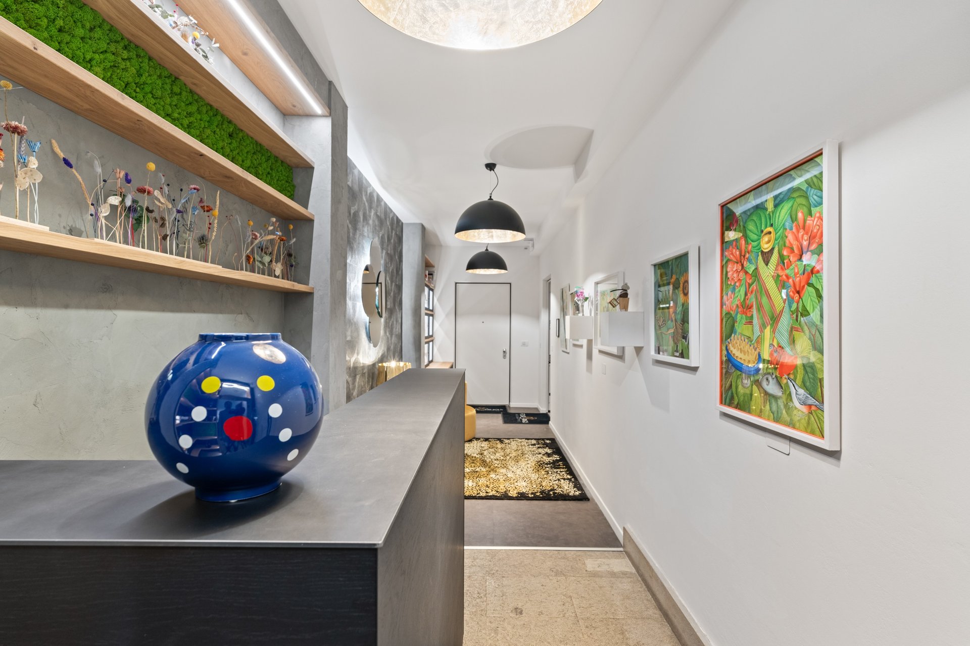 architectural photography of brown and white table