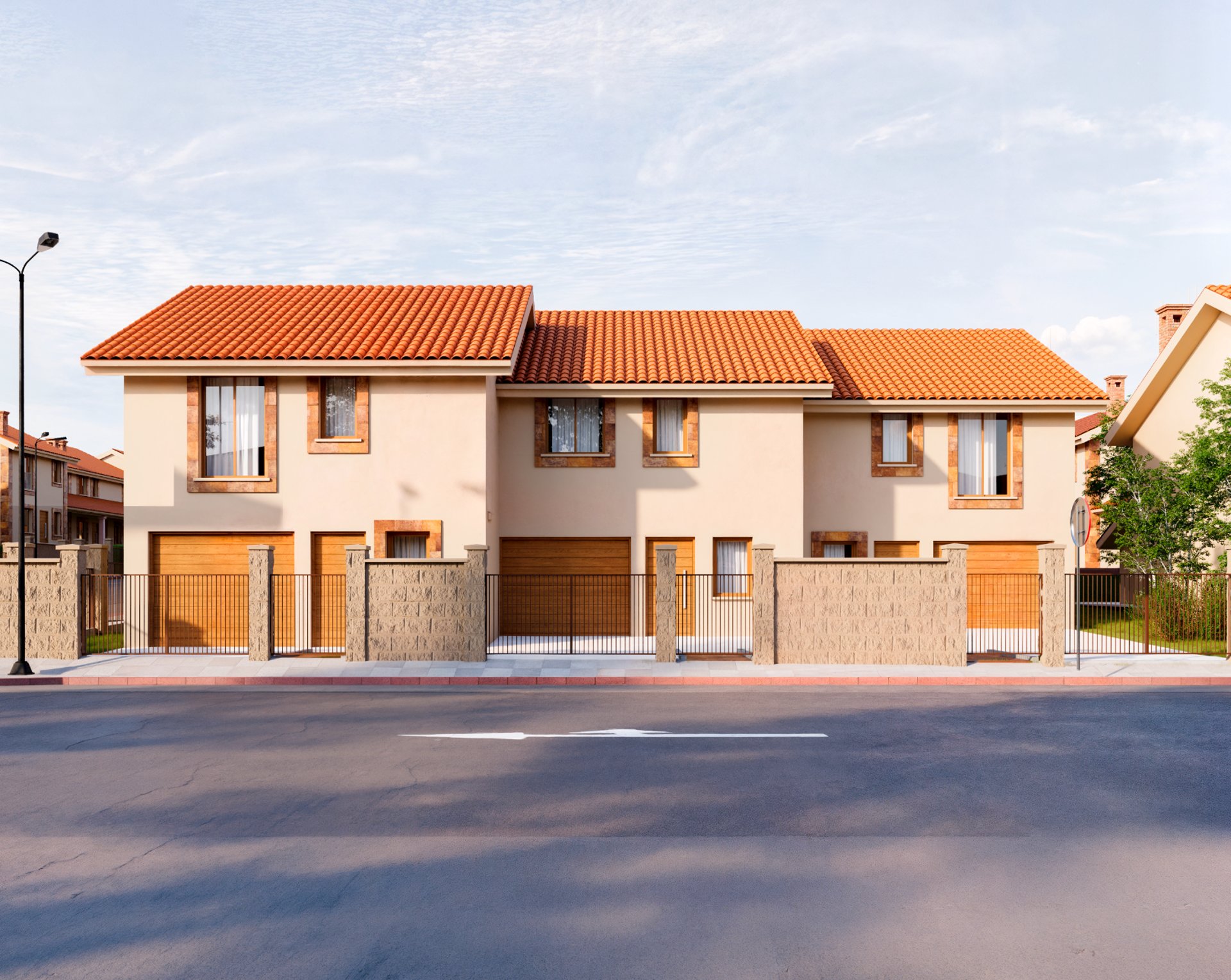 Fachada viviendas adosadas Residencial Valdeleón