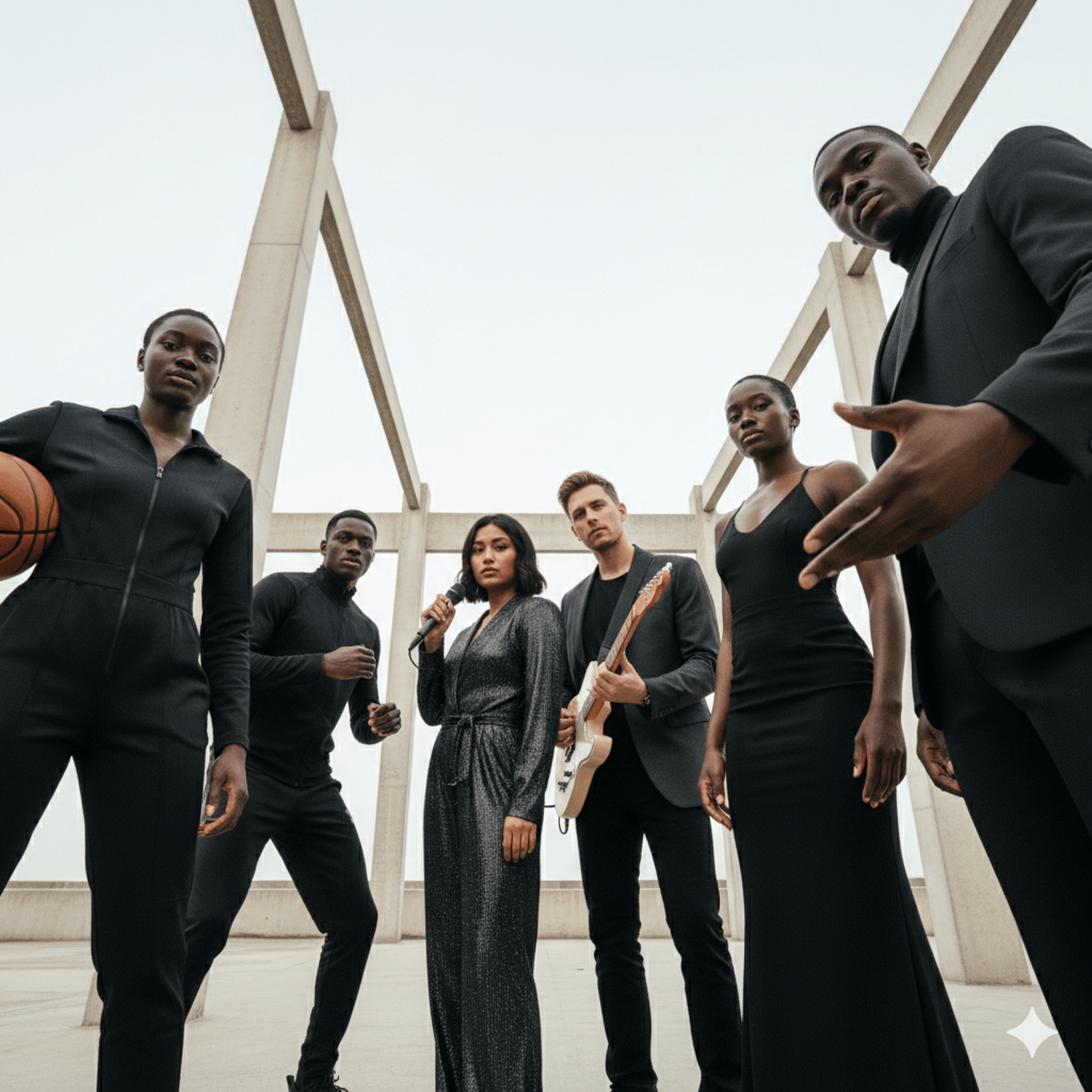 an abstract photo of a curved building with a blue sky in the background