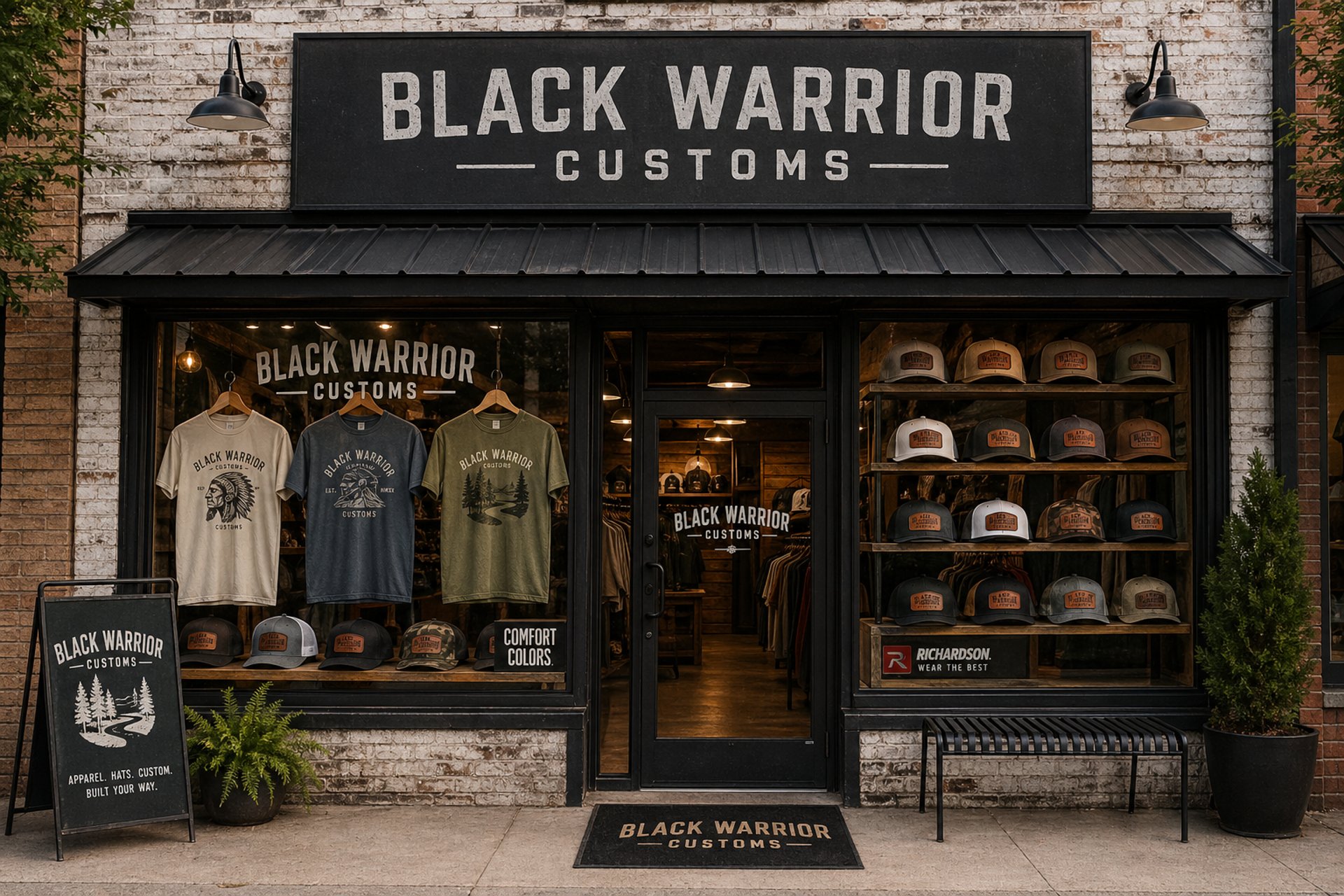 T-shirts and apparel displayed on store shelves