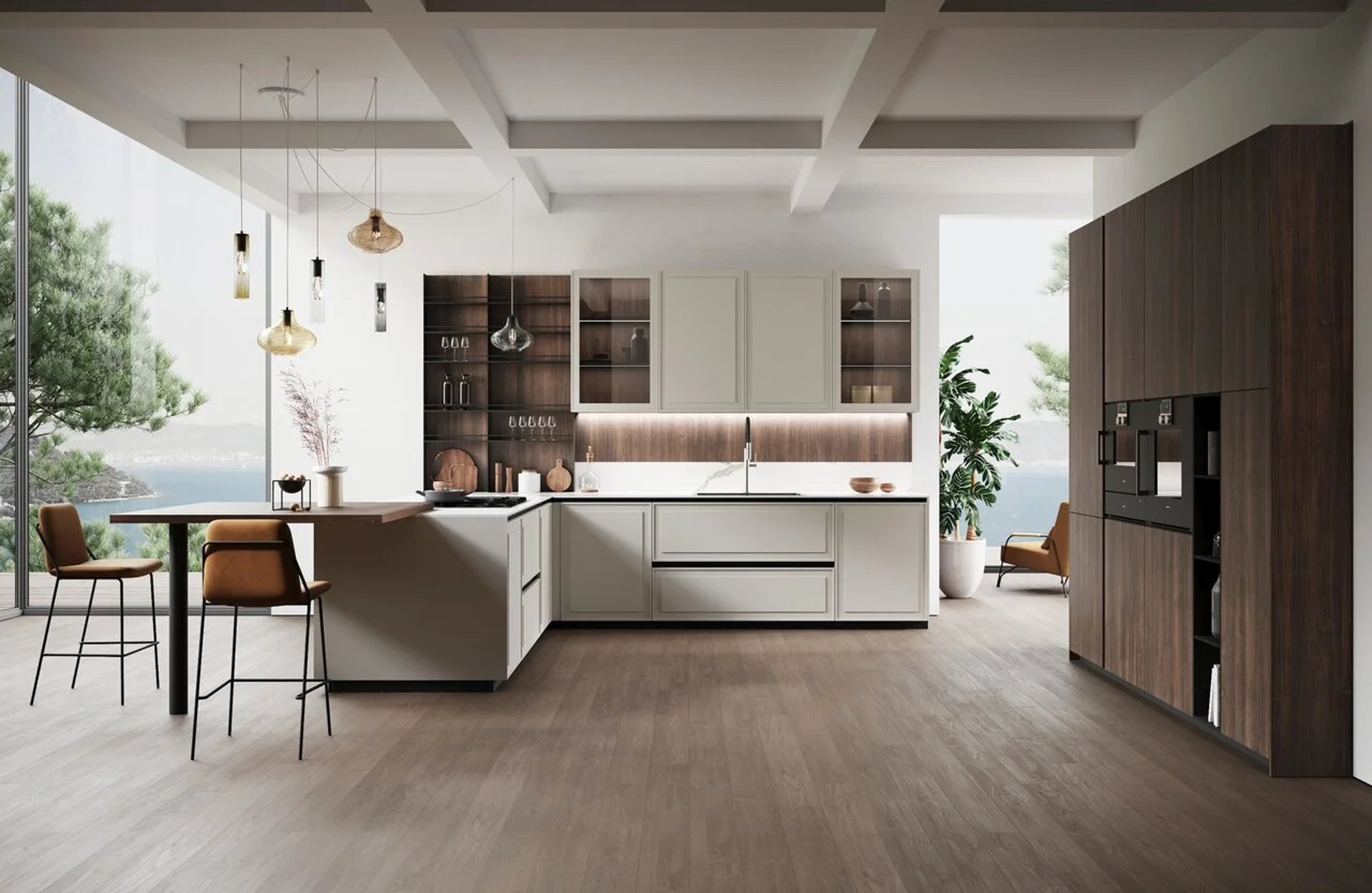 a white marble counter top with a long shadow