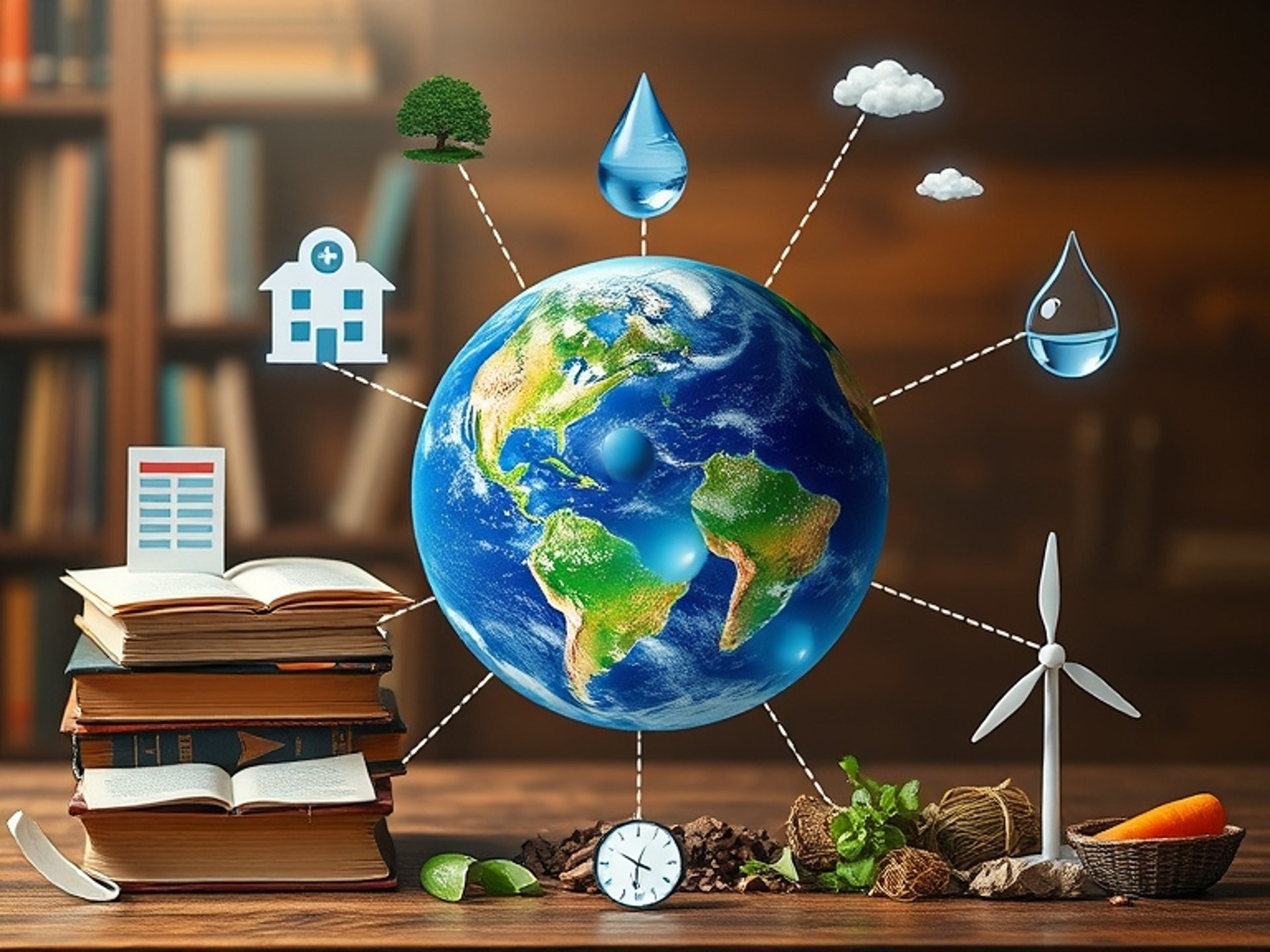 a blue tote bag sitting on top of a table