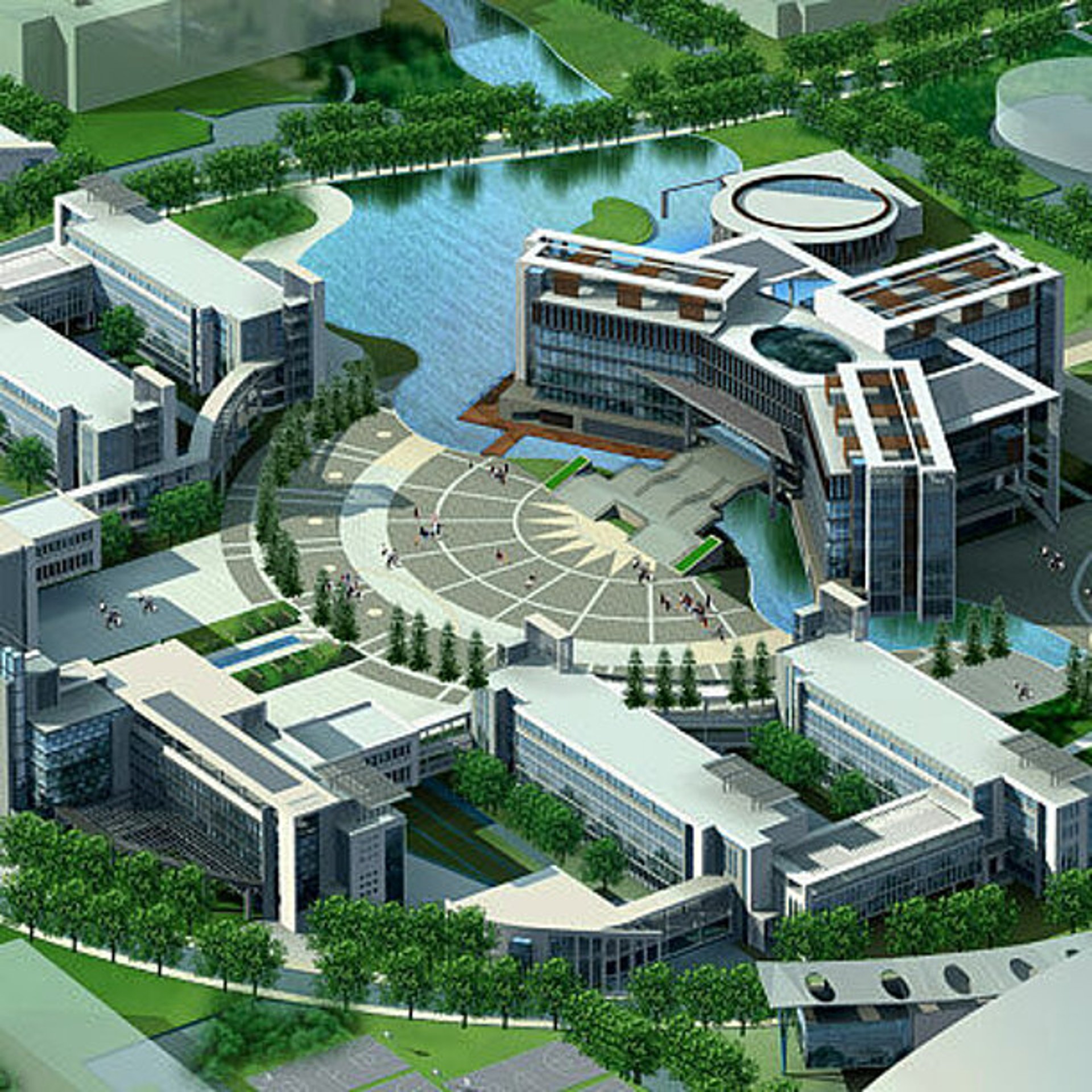 an abstract photo of a curved building with a blue sky in the background