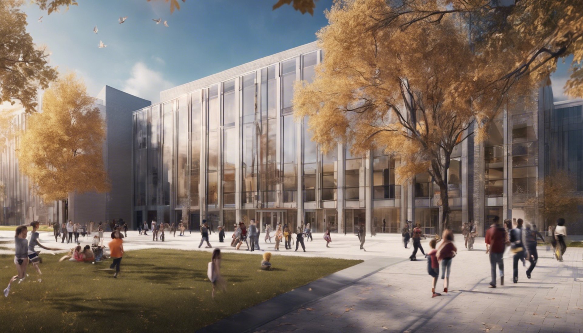 an abstract photo of a curved building with a blue sky in the background