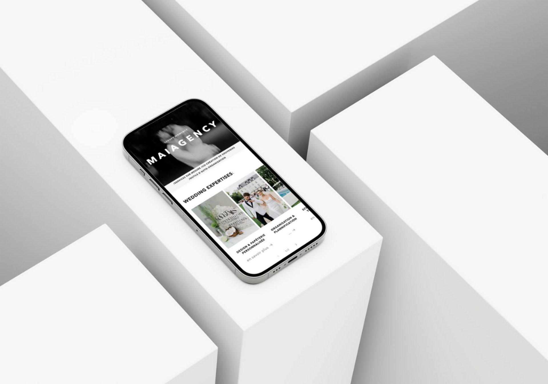 an abstract photo of a curved building with a blue sky in the background