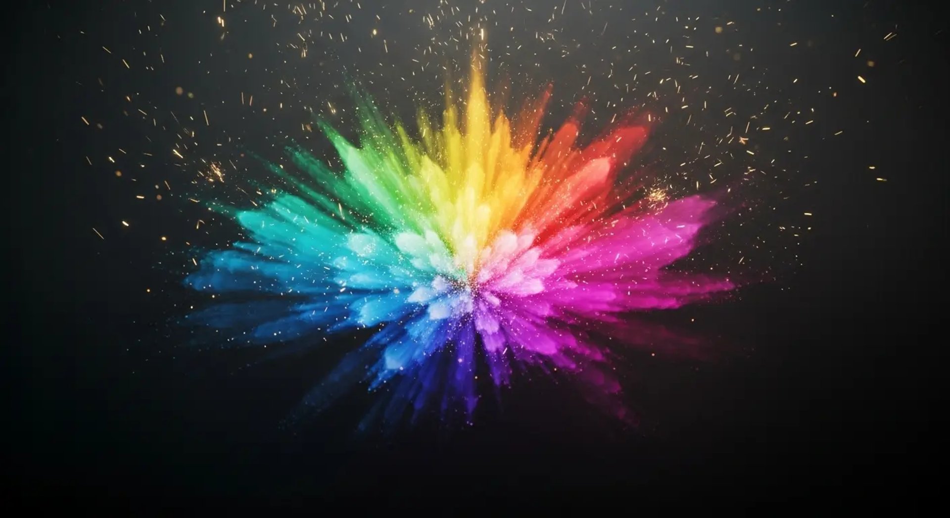 Abstract futuristic color spectrum exploding from a hidden black canvas, 49 shimmering hues revealed like a secret code