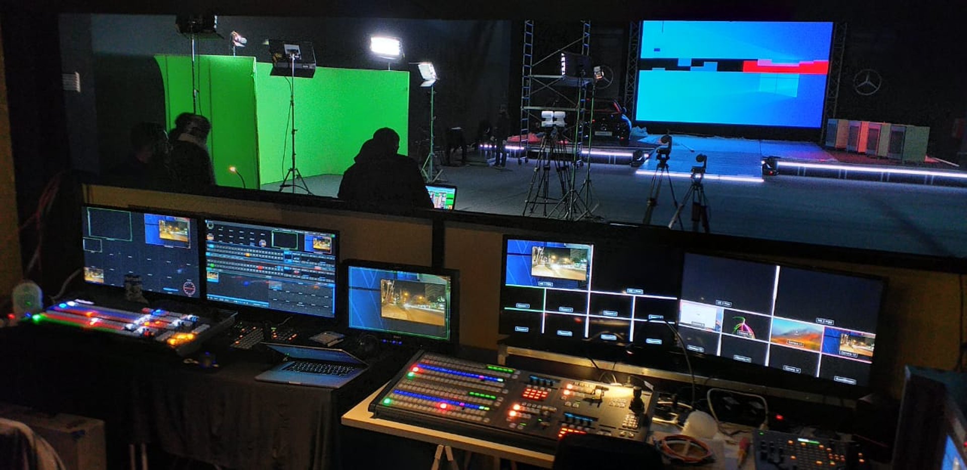 an abstract photo of a curved building with a blue sky in the background
