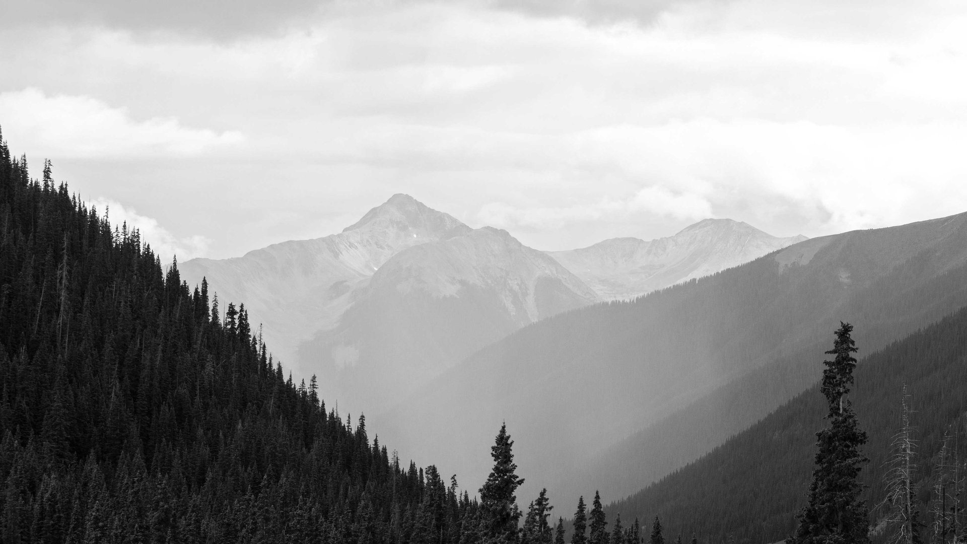 Colorado mountains black and white