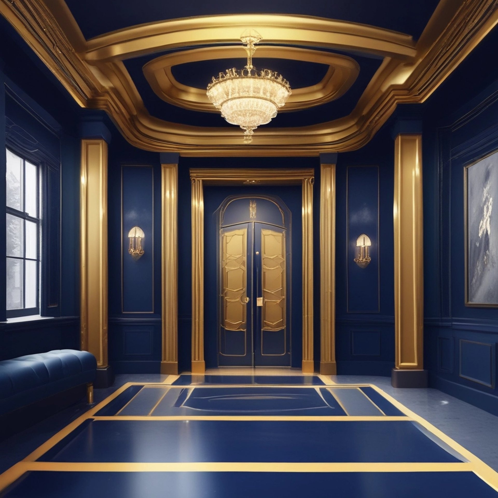 an abstract photo of a curved building with a blue sky in the background