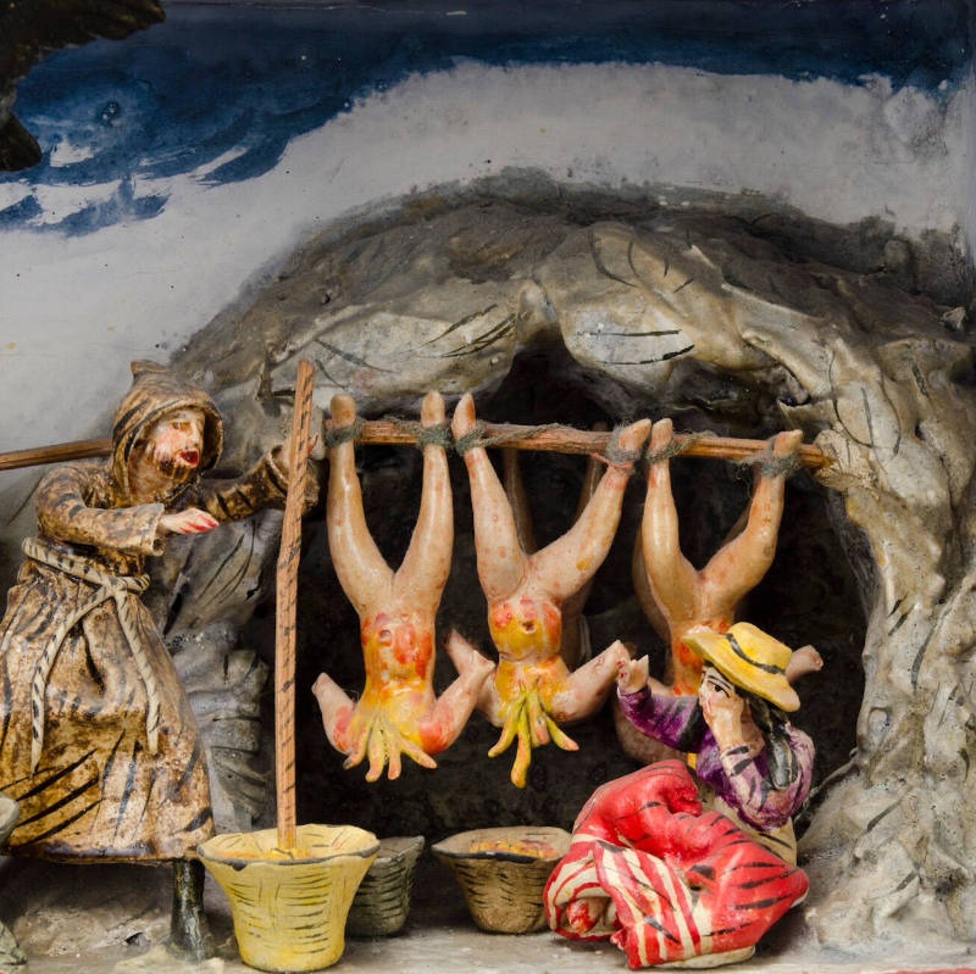 an abstract photo of a curved building with a blue sky in the background