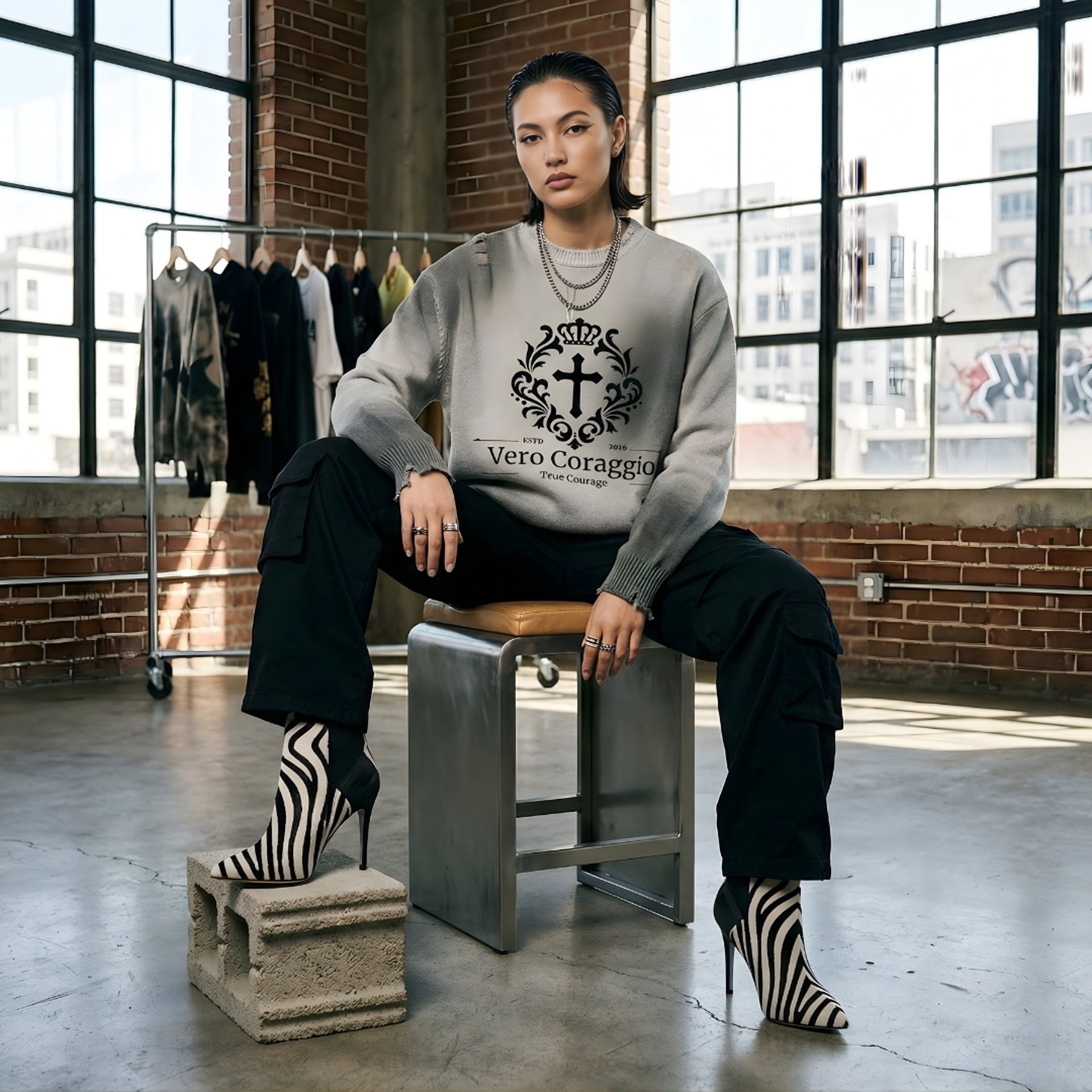 an abstract photo of a curved building with a blue sky in the background
