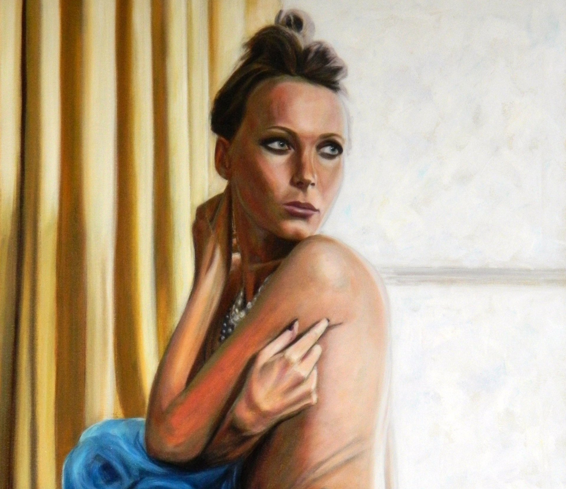 an abstract photo of a curved building with a blue sky in the background